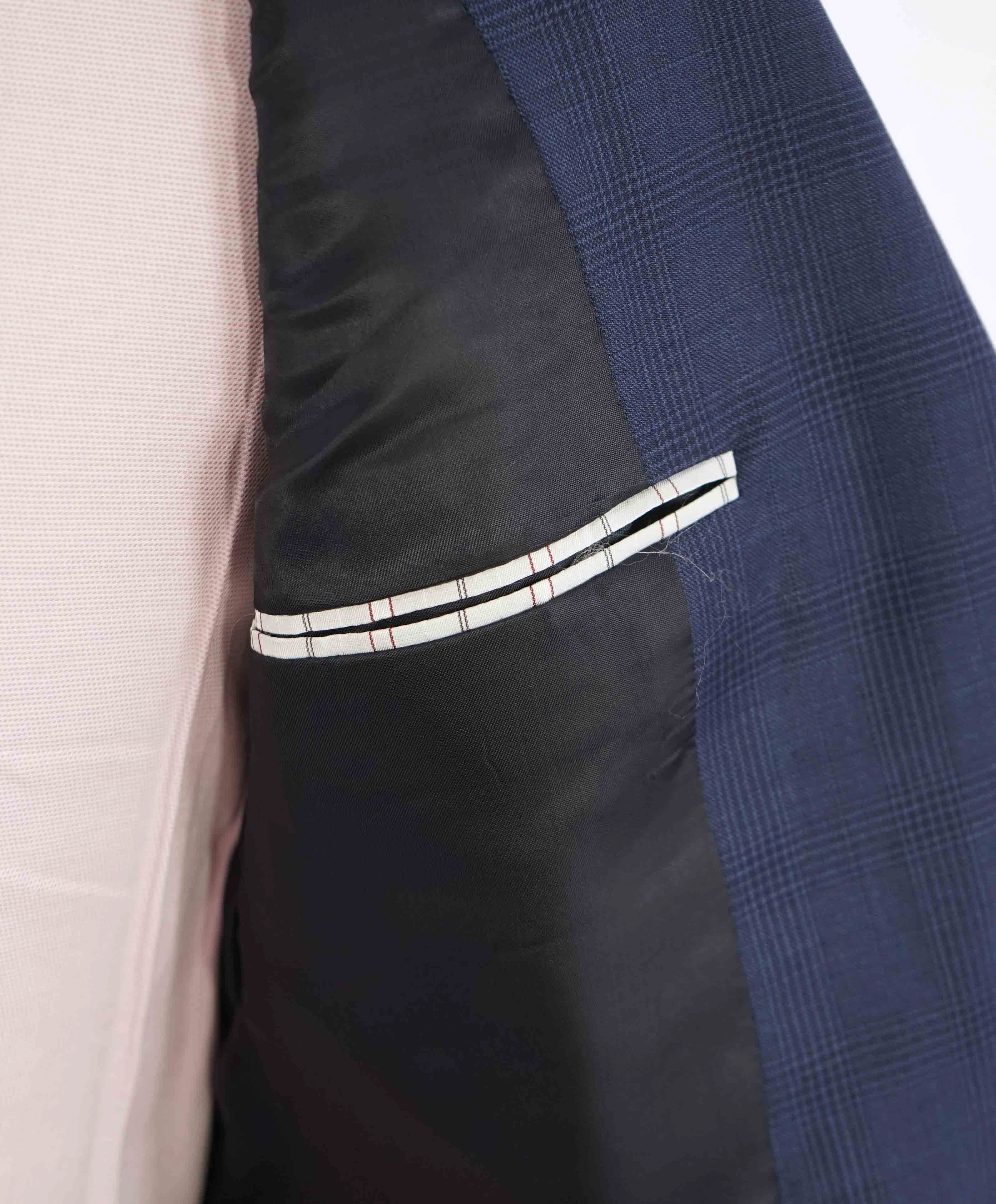 $895 HICKEY FREEMAN - Blue Tonal Check Plaid WOOL Blazer - 40S