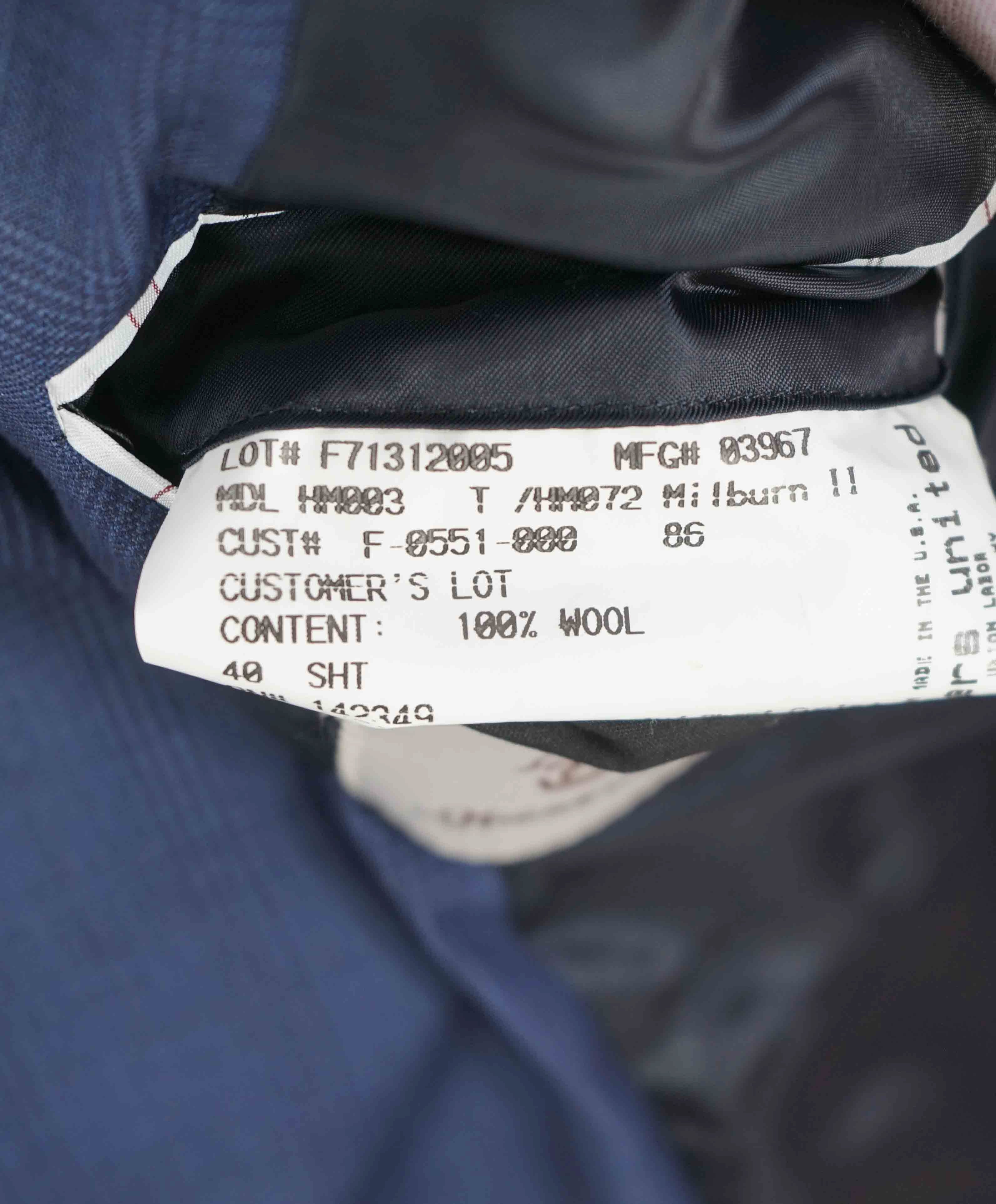 $895 HICKEY FREEMAN - Blue Tonal Check Plaid WOOL Blazer - 40S