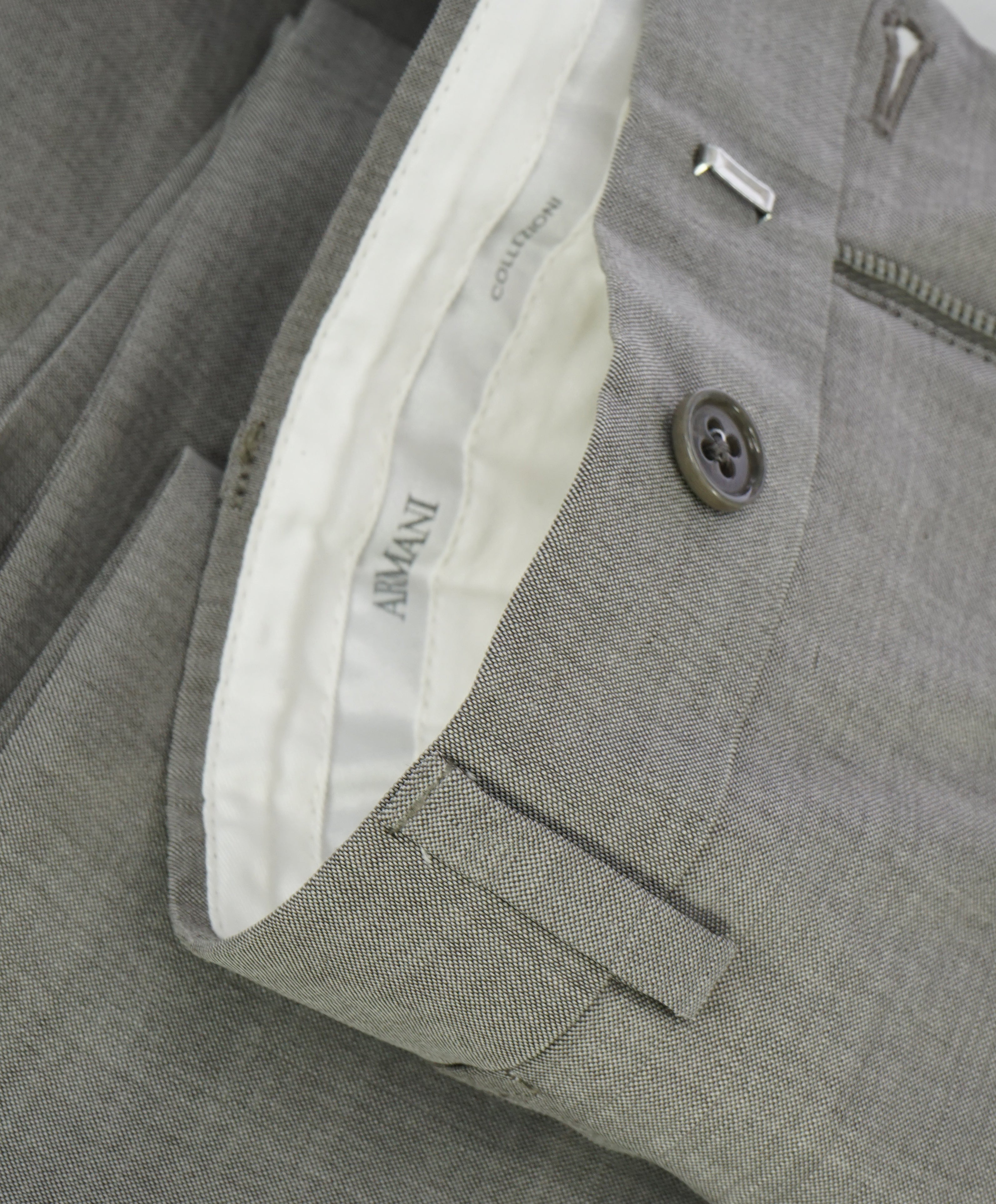ARMANI COLLEZIONI - Medium Gray Pindot Textured Flat Front Dress Pants - 39W