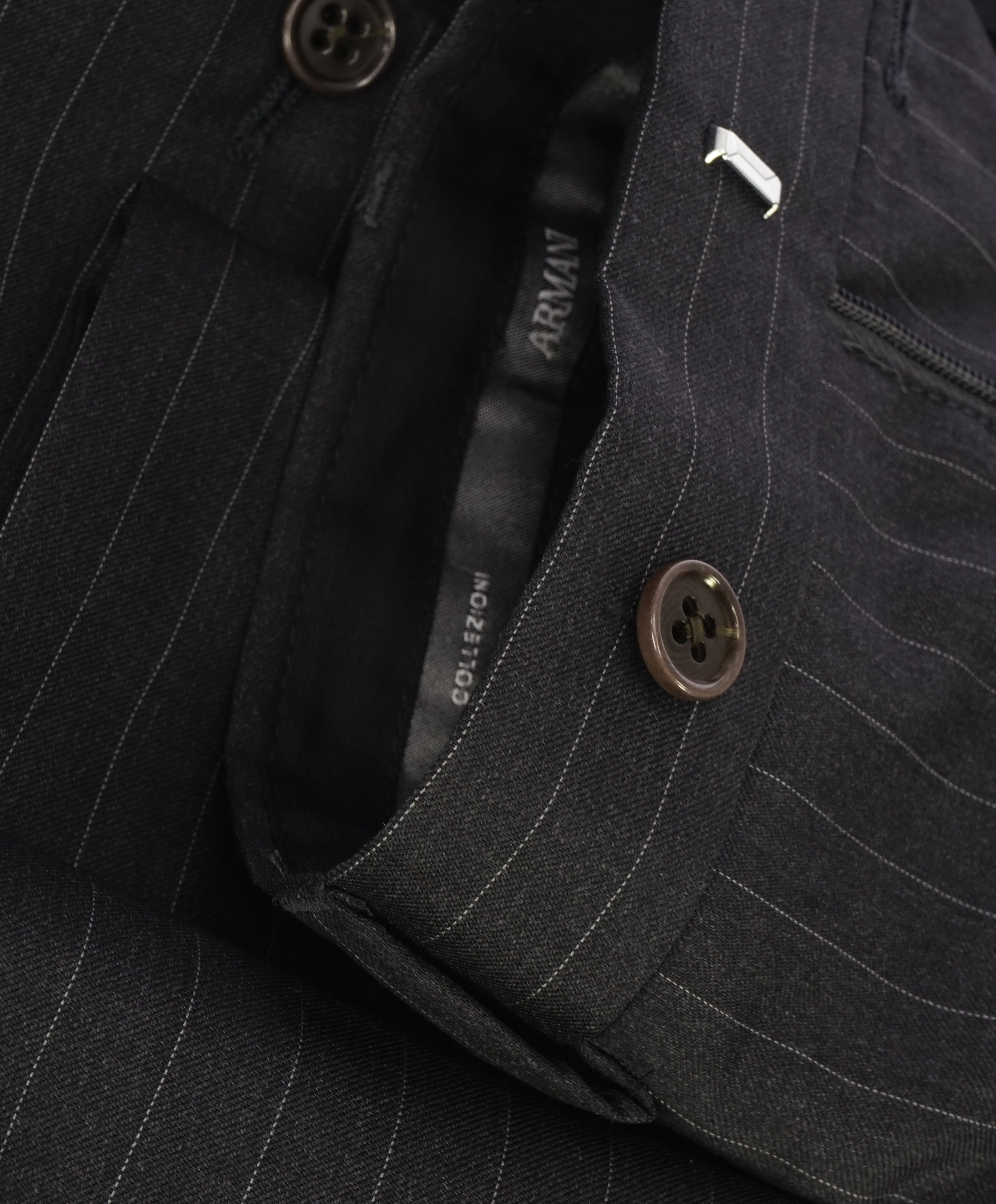 ARMANI COLLEZIONI - Gray Tonal Pin Stripe Flat Front Dress Pants - 33W