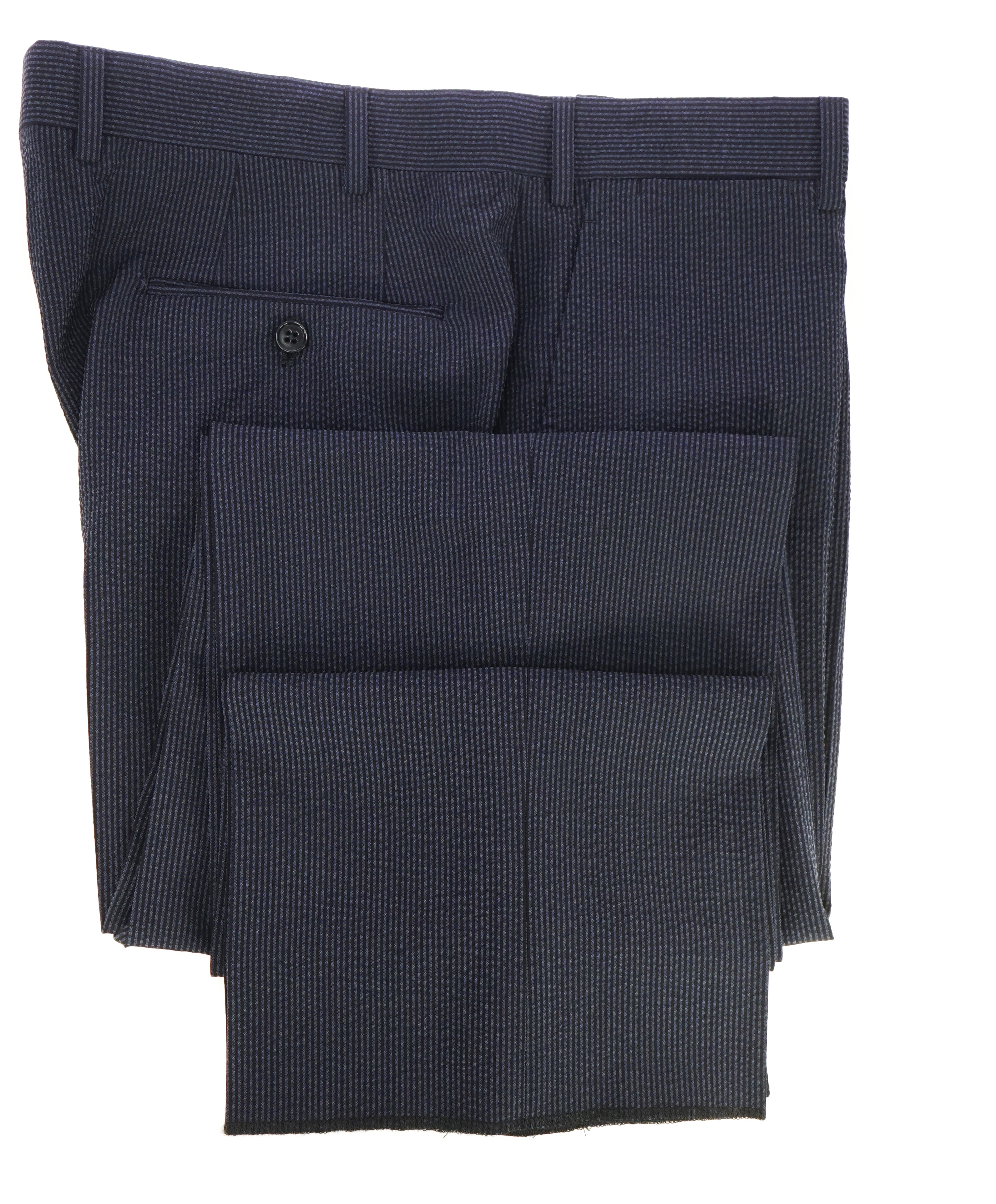 ARMANI COLLEZIONI - SILK & WOOL Seersucker Stripe Flat Front Dress Pants - 36W