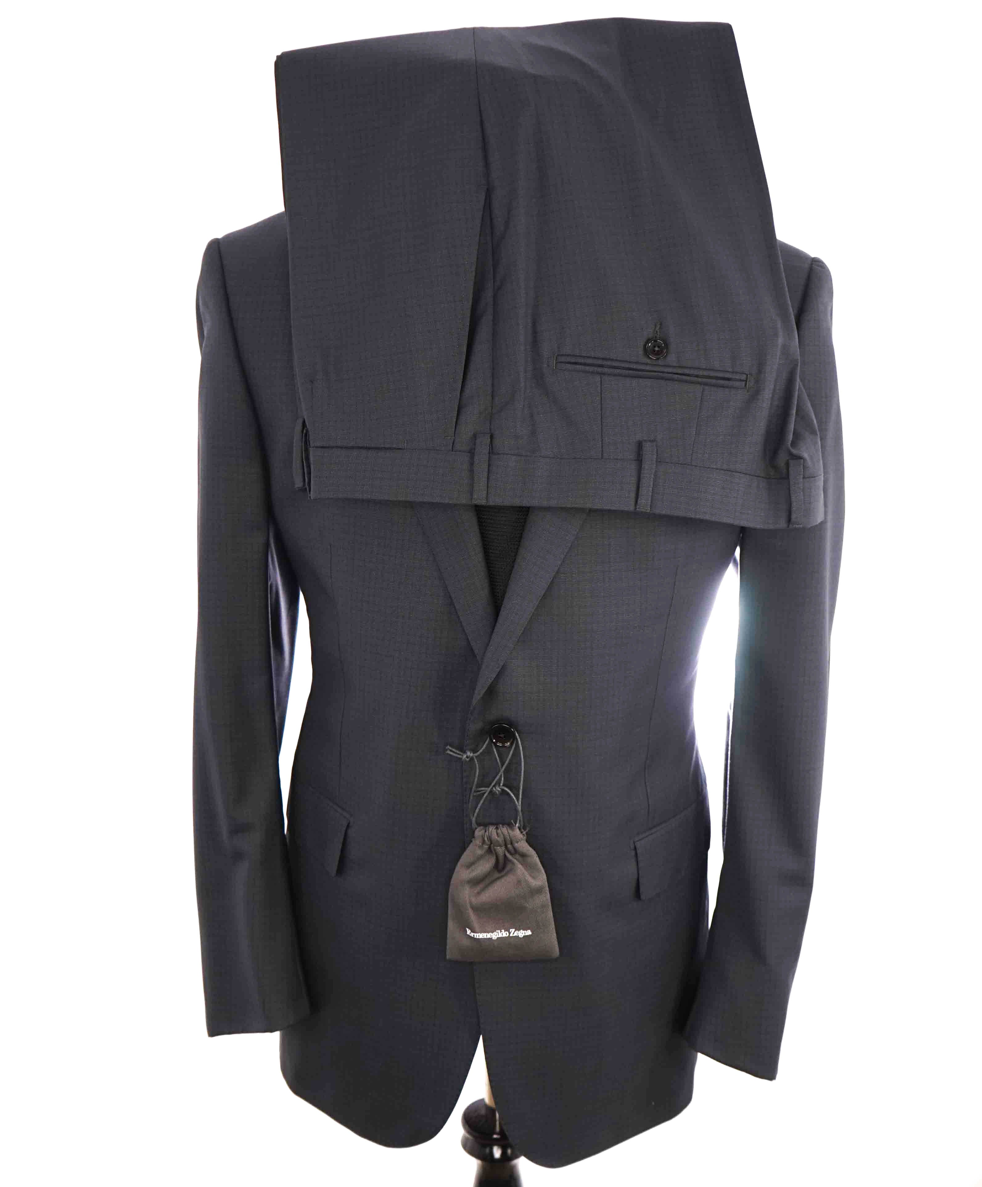 $4,690 ERMENEGILDO ZEGNA -"TROFEO 600" SILK Blue CLOSET STAPLE Suit - 46R