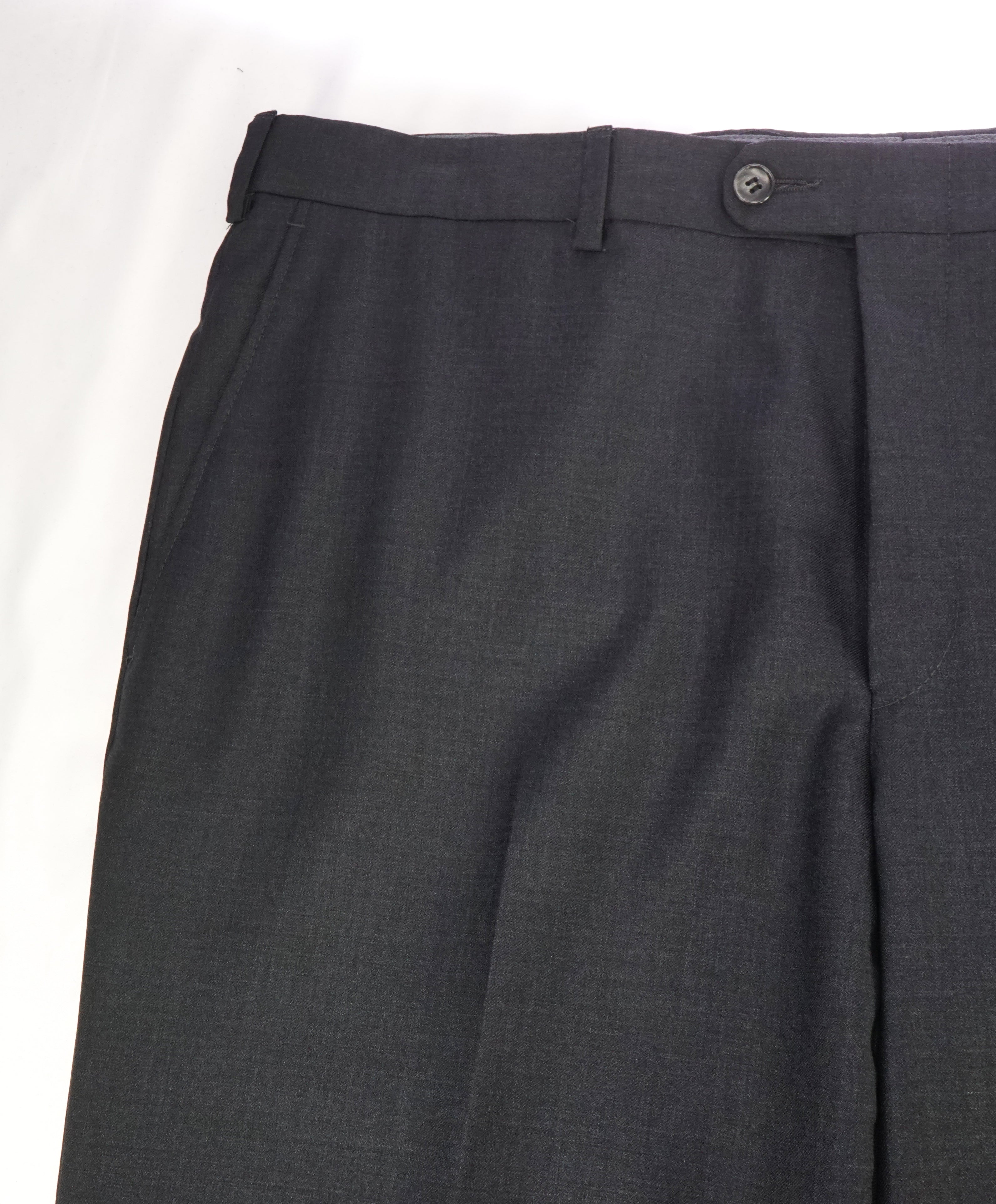 HICKEY FREEMAN - Charcoal Gray Wool Flat Front Dress Pants - 38W