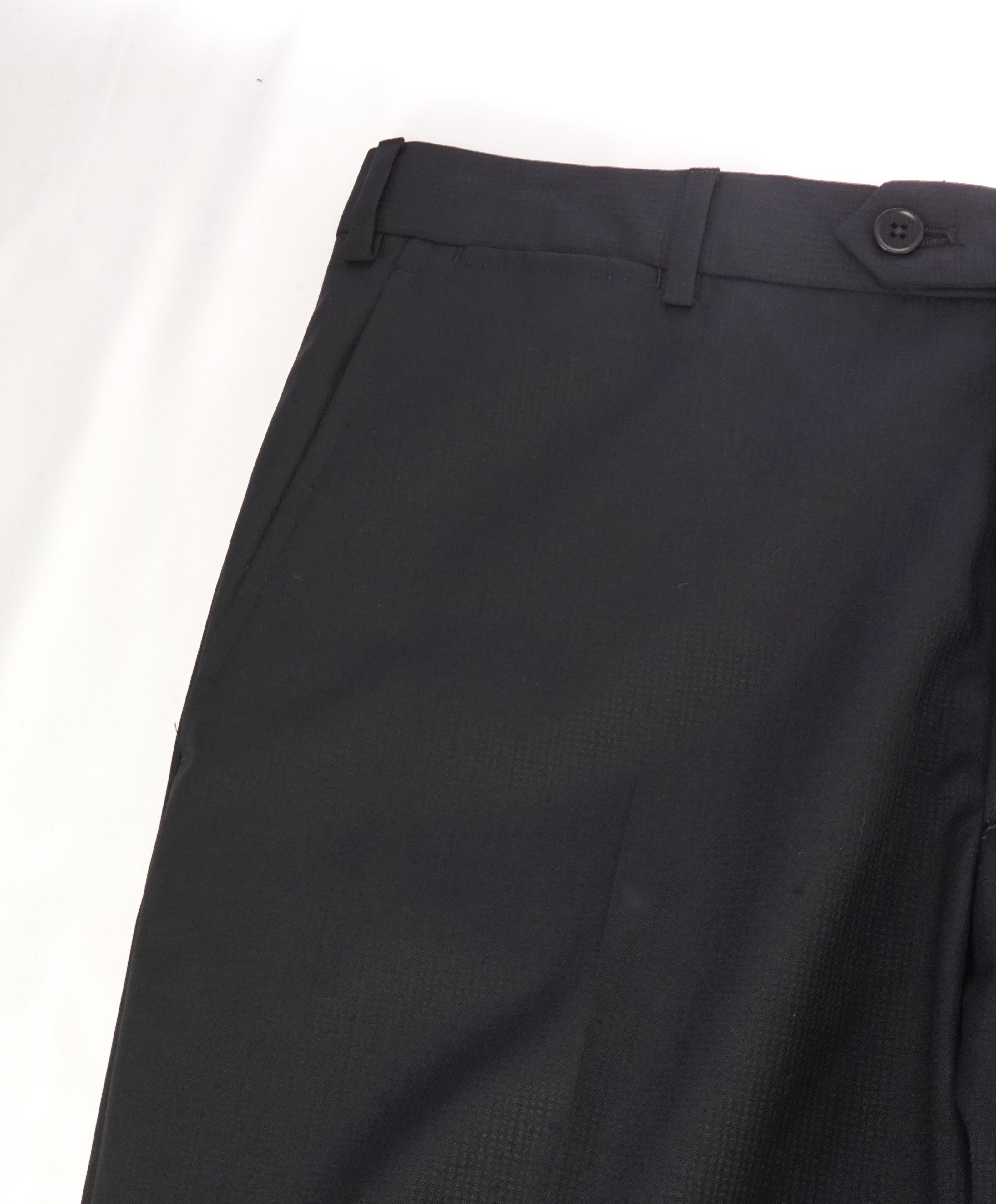 ARMANI COLLEZIONI - Black Textured Slim Check Flat Front Dress Pants - 36W