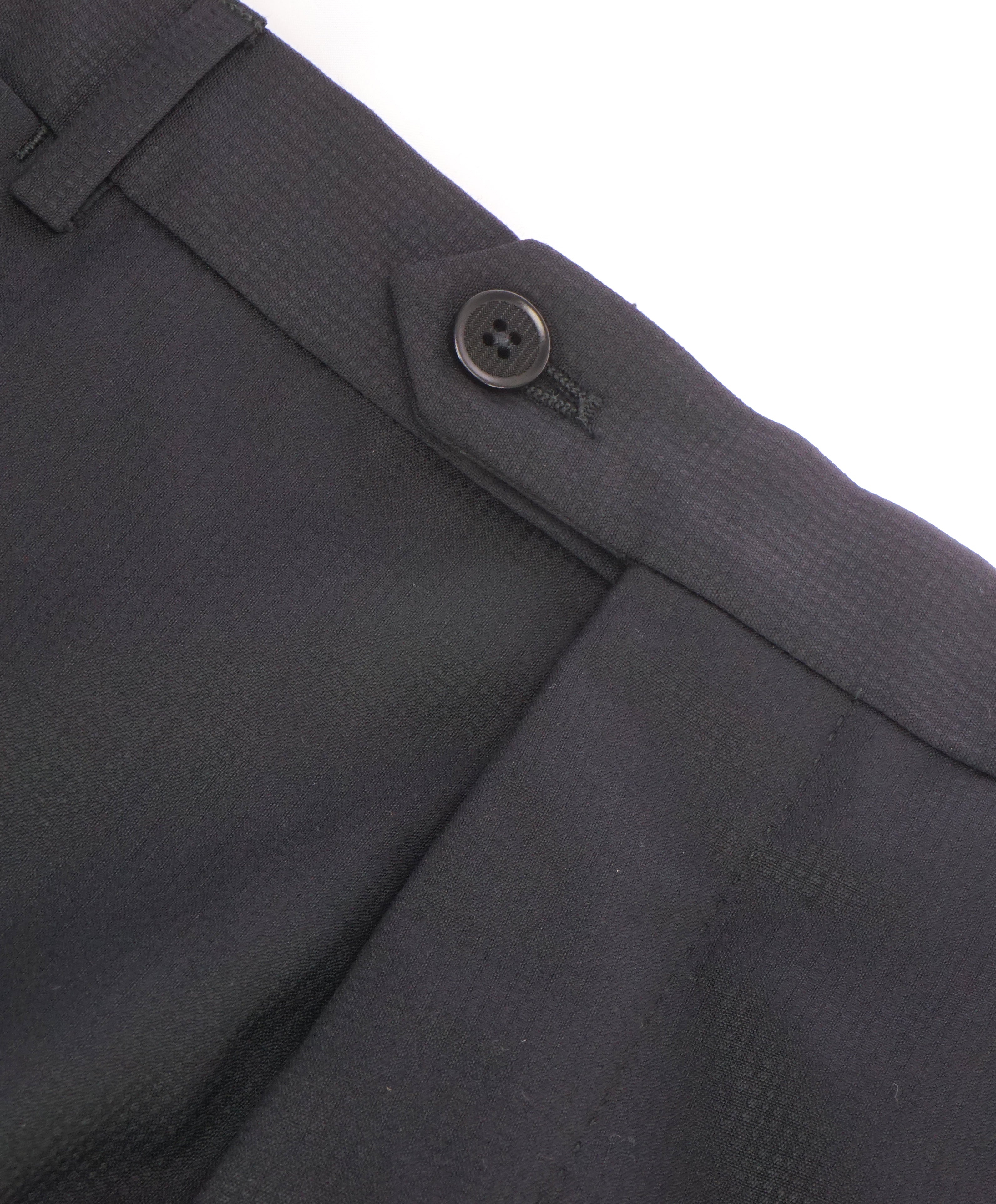 ARMANI COLLEZIONI - Black Textured Slim Check Flat Front Dress Pants - 36W
