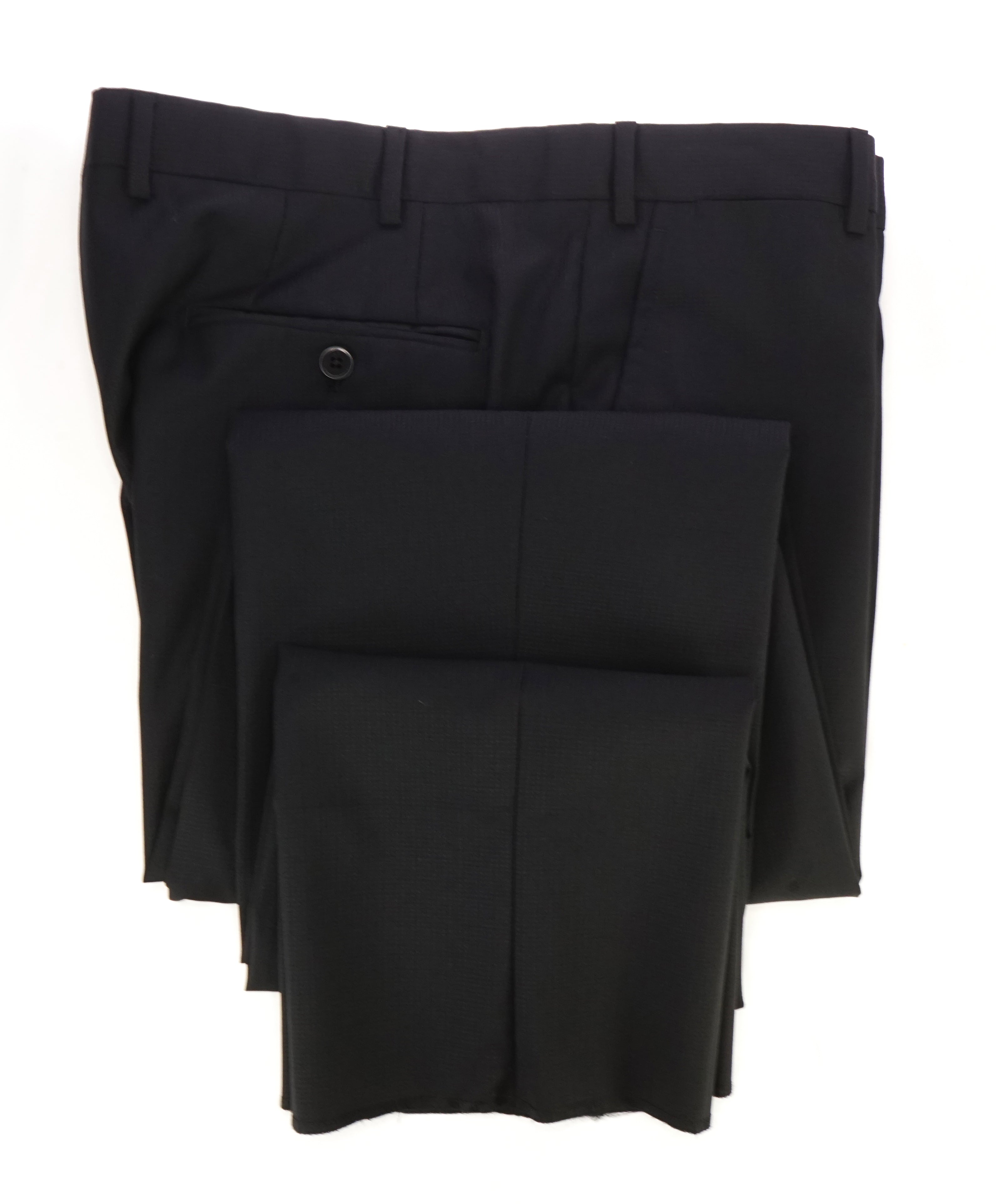 ARMANI COLLEZIONI - Black Textured Slim Check Flat Front Dress Pants - 36W