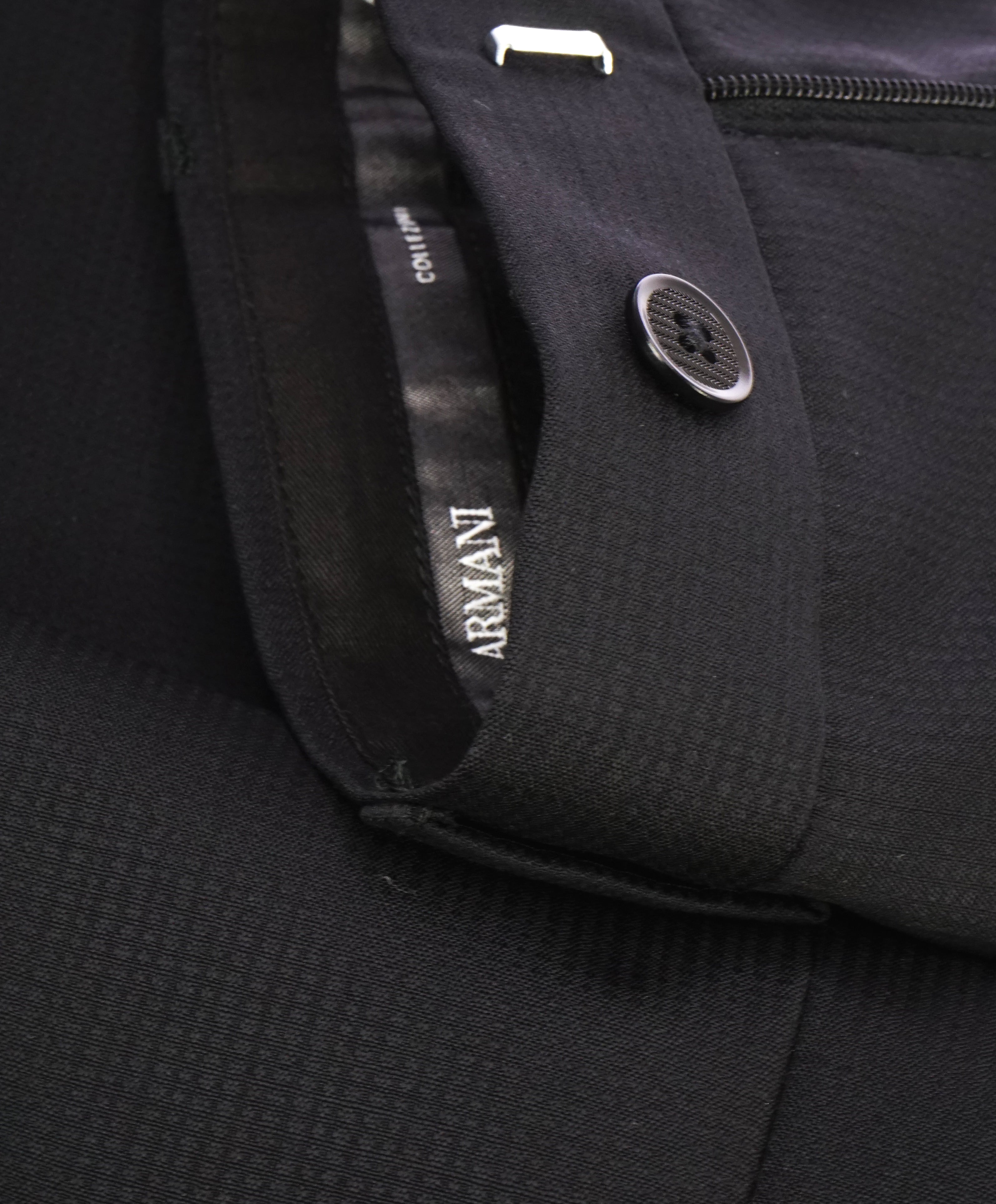 ARMANI COLLEZIONI - Black Textured Slim Check Flat Front Dress Pants - 36W