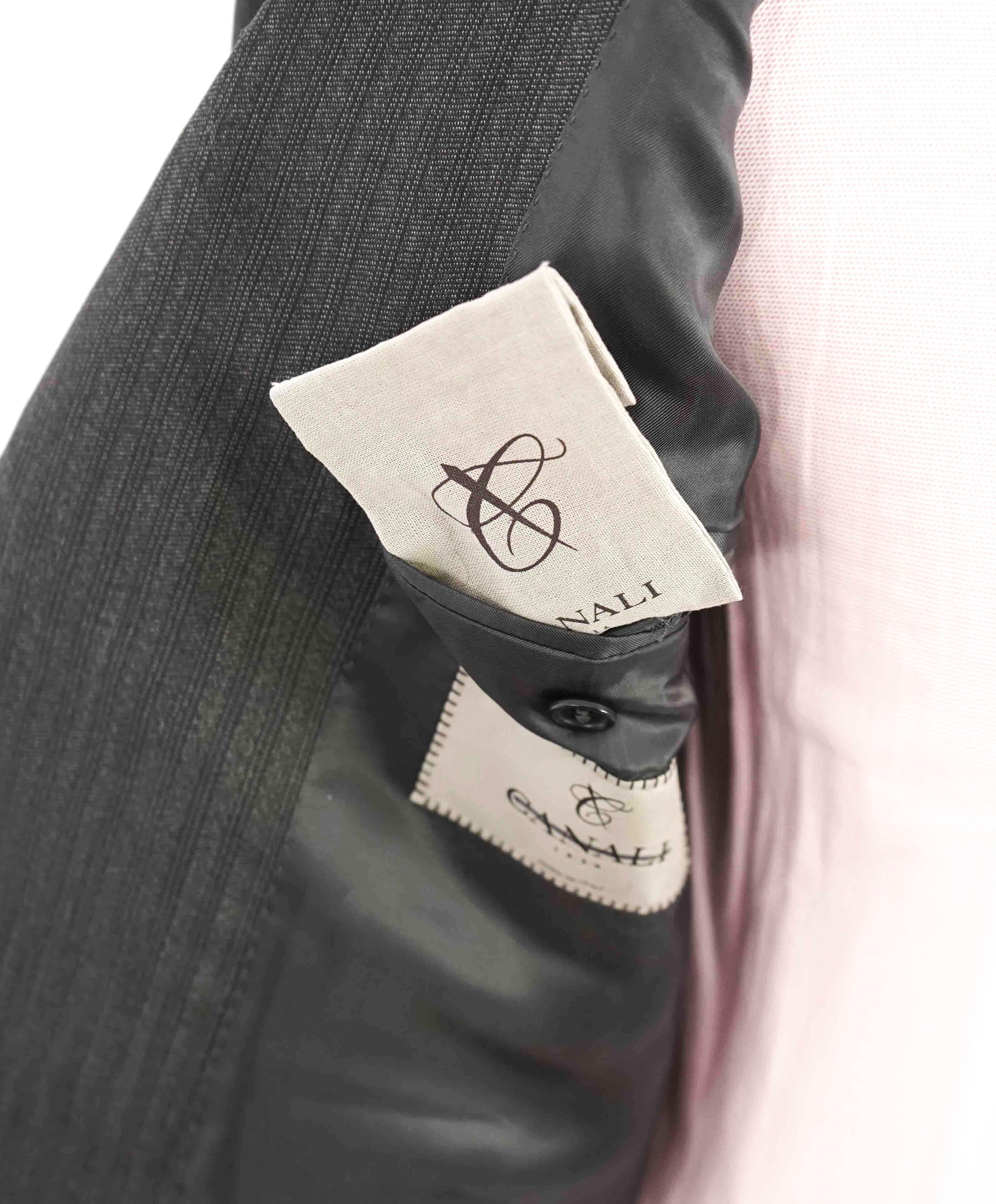$1,895 CANALI - Gray Scale Tonal Textured Wool Striped Blazer - 42S