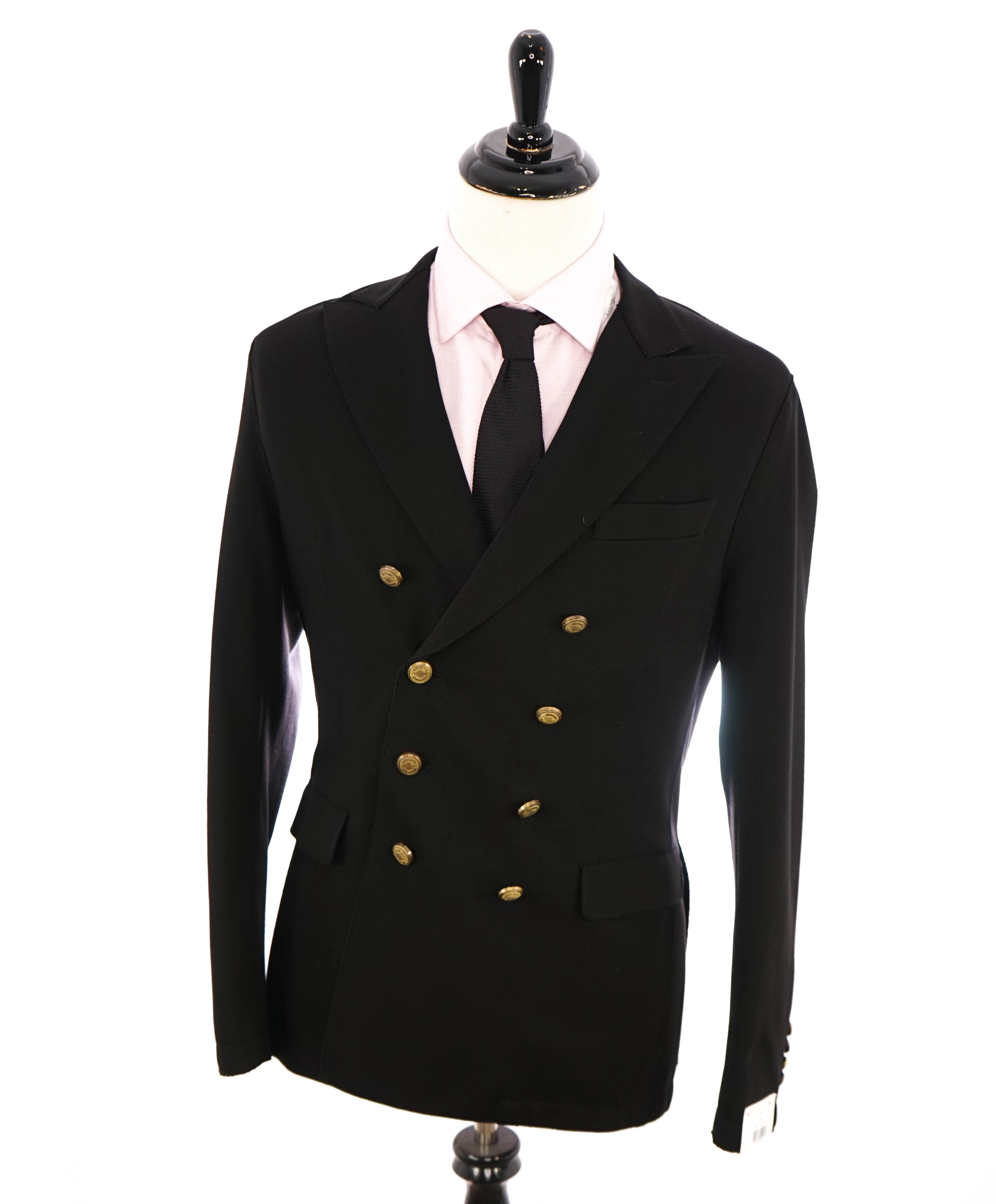 ELEVENTY - Black Woven Double-Breasted Gold Button Unlined Blazer - 40 (50 EU)