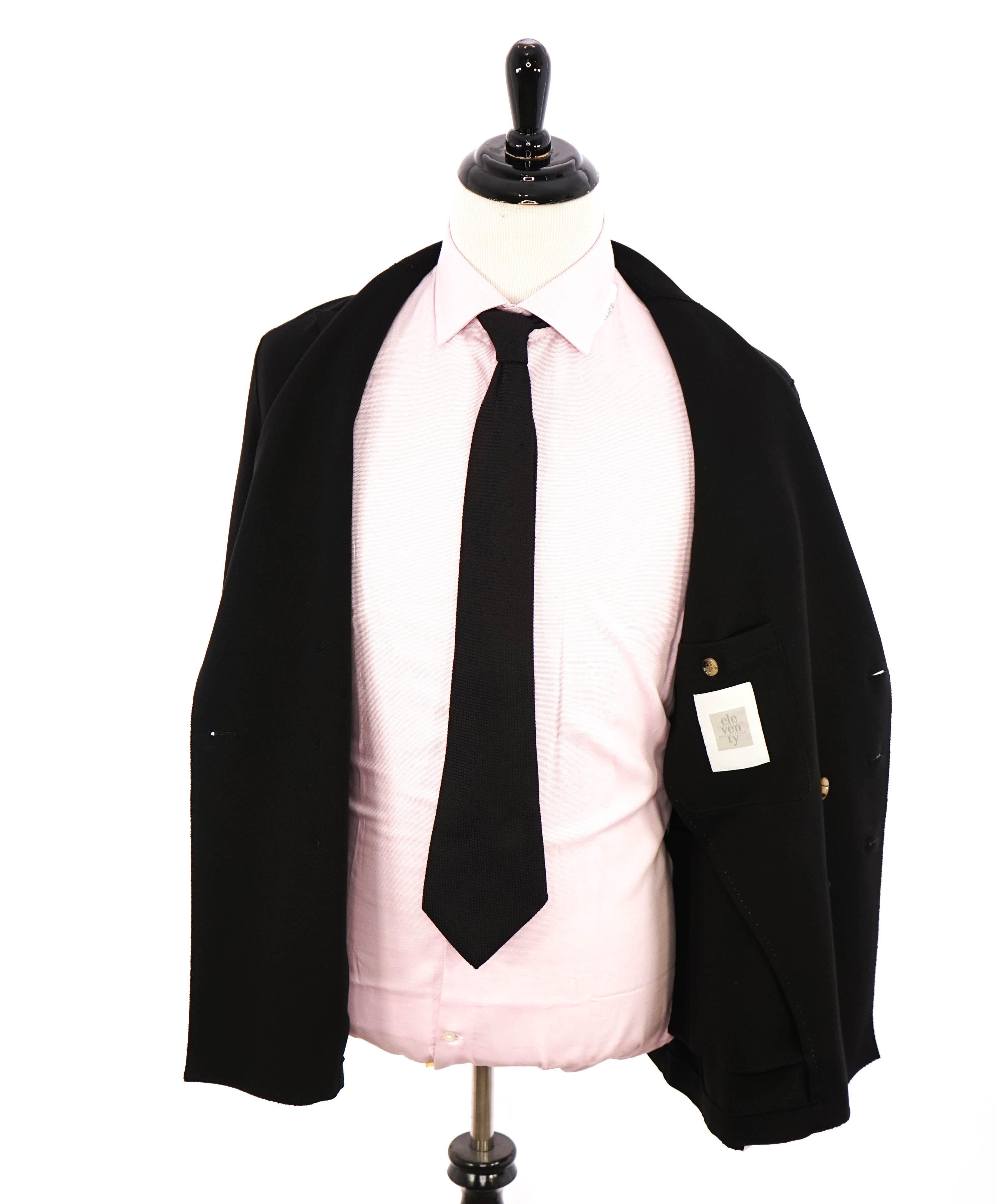 ELEVENTY - Black Woven Double-Breasted Gold Button Unlined Blazer - 40 (50 EU)