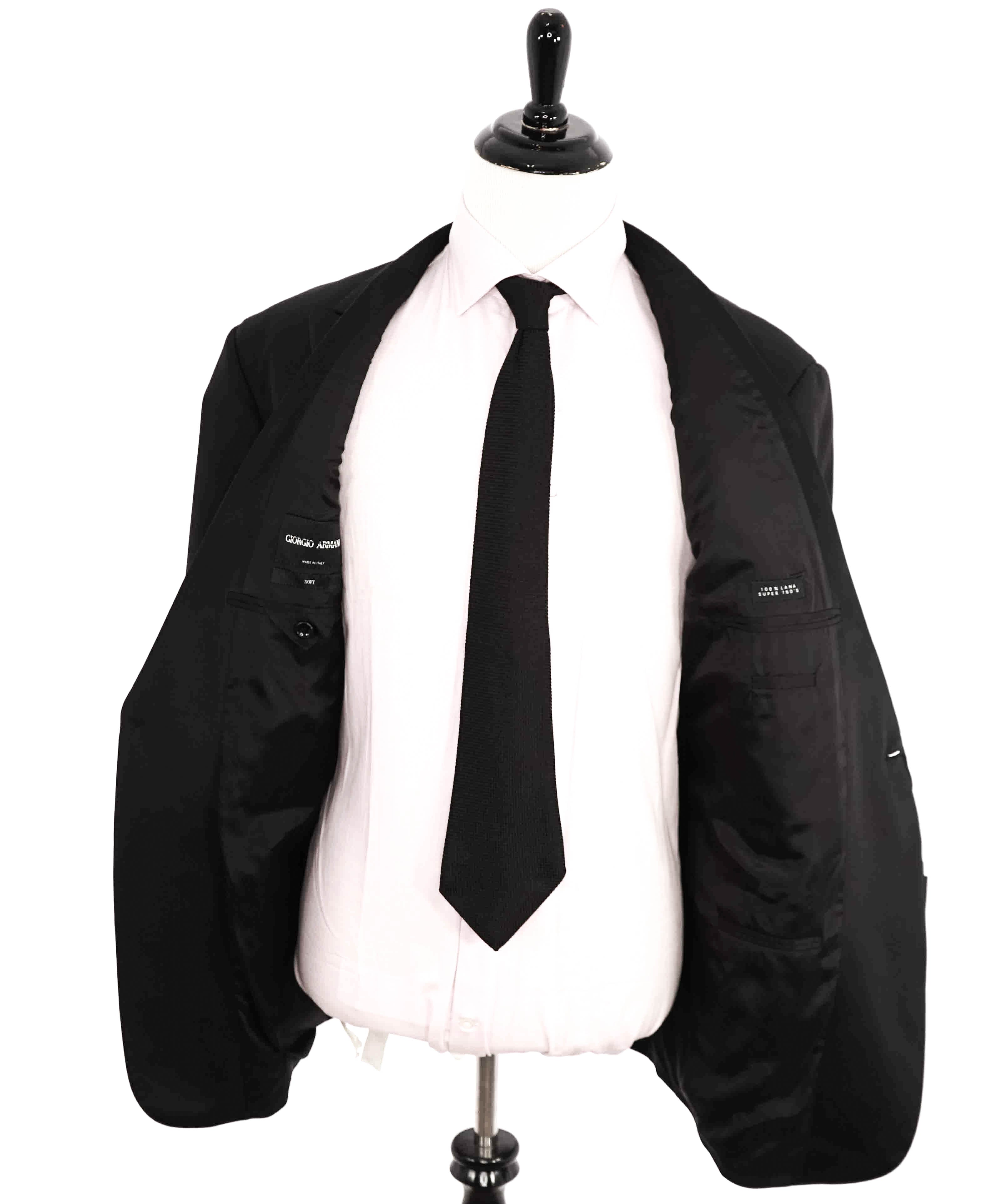 $3,995 GIORGIO ARMANI - "SOFT" Black SILK LINED 160's Peak Lapel Tuxedo - 38S