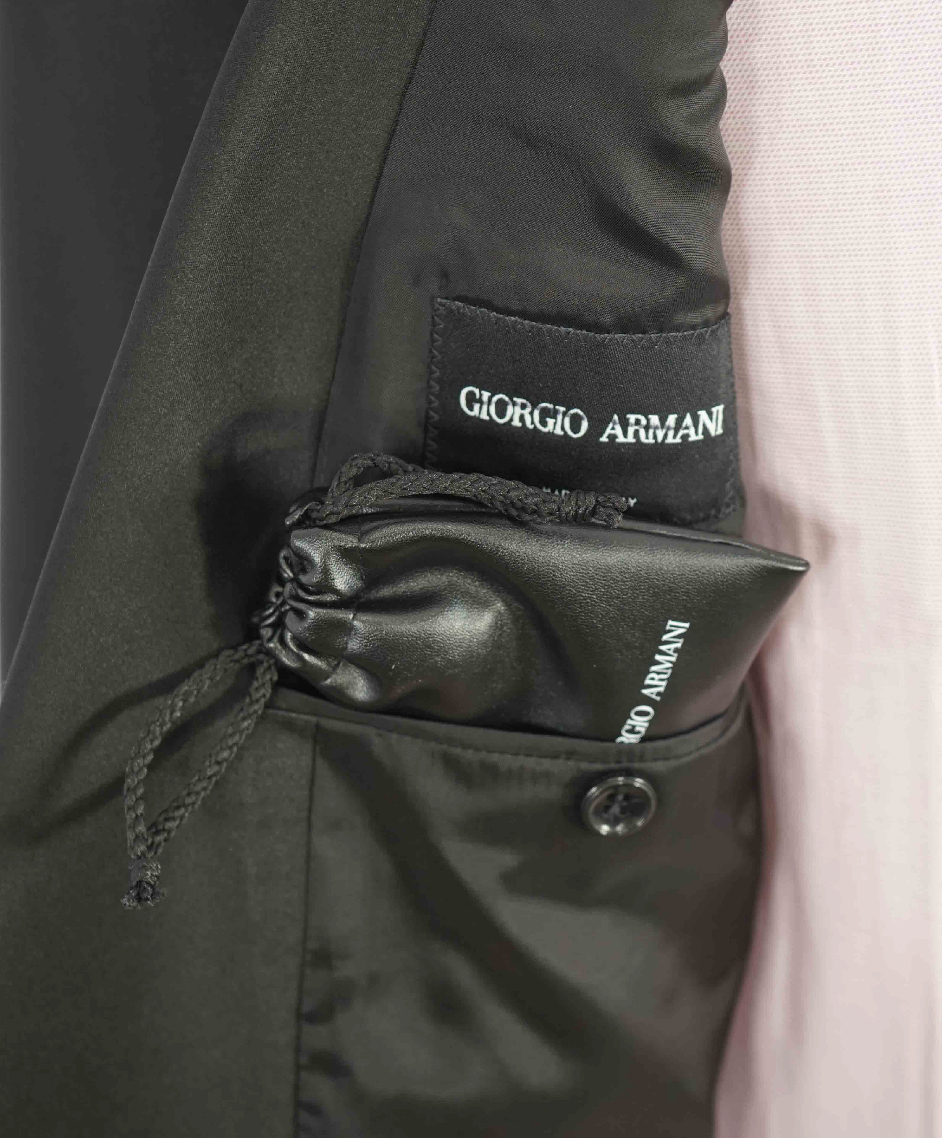 $3,995 GIORGIO ARMANI - "SOFT" Black SILK LINED 160's Peak Lapel Tuxedo - 38S