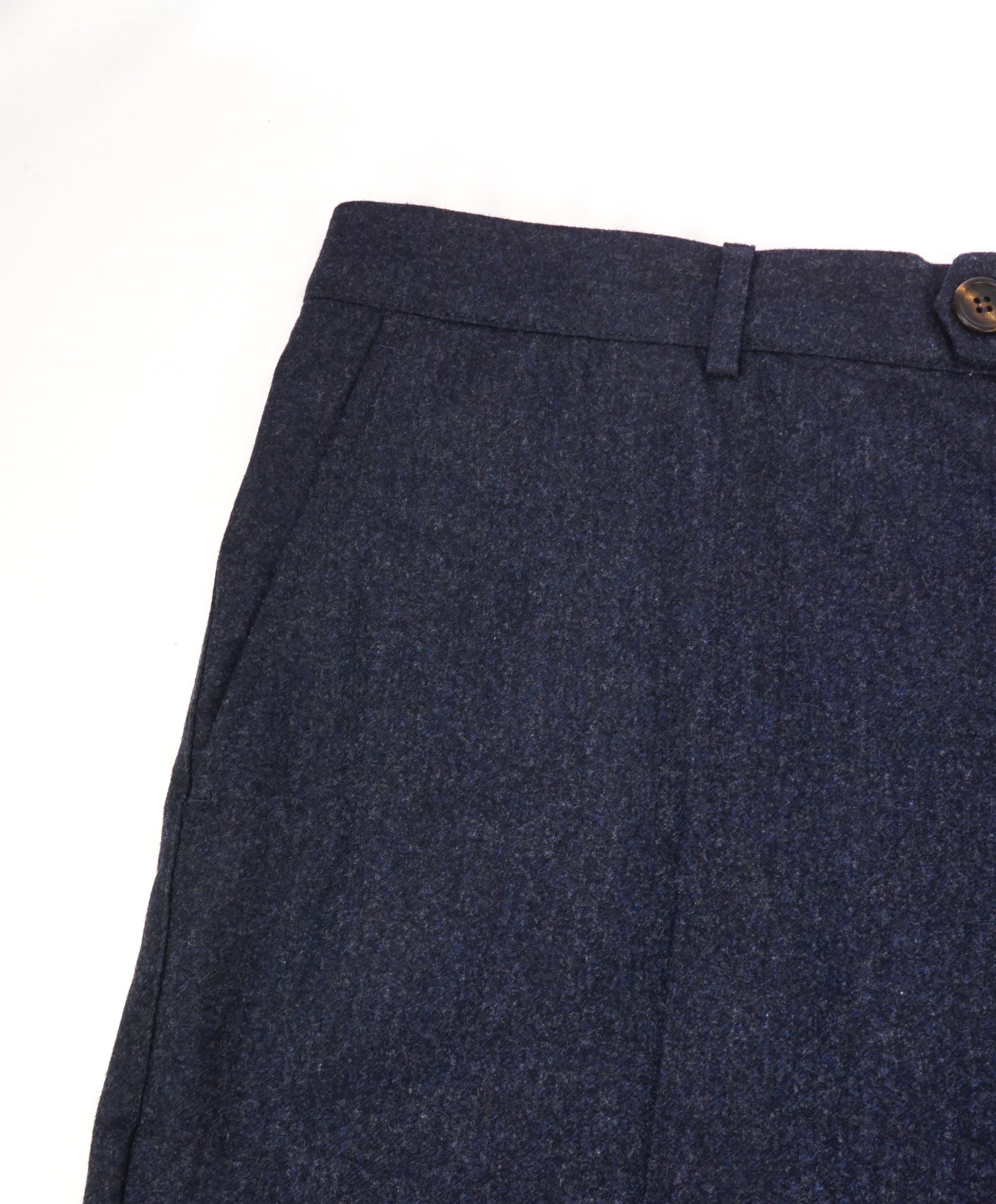 BRUNELLO CUCINELLI - Blue Melange Flannel Flat Front Dress Pants - 40W