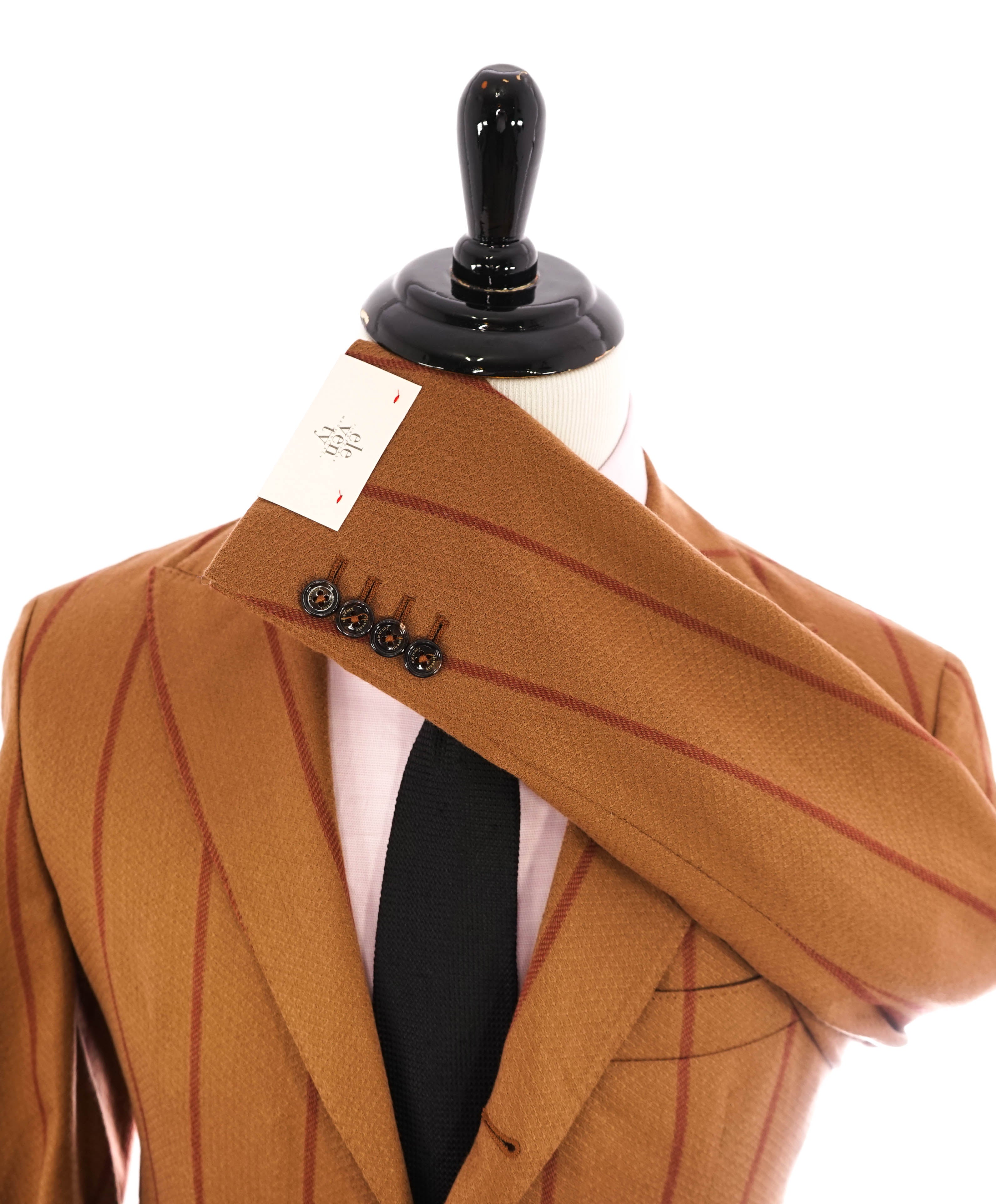 ELEVENTY - Camel / Red Chalk Stripe Semi-Lined Soft Blazer - 40 (50 EU)