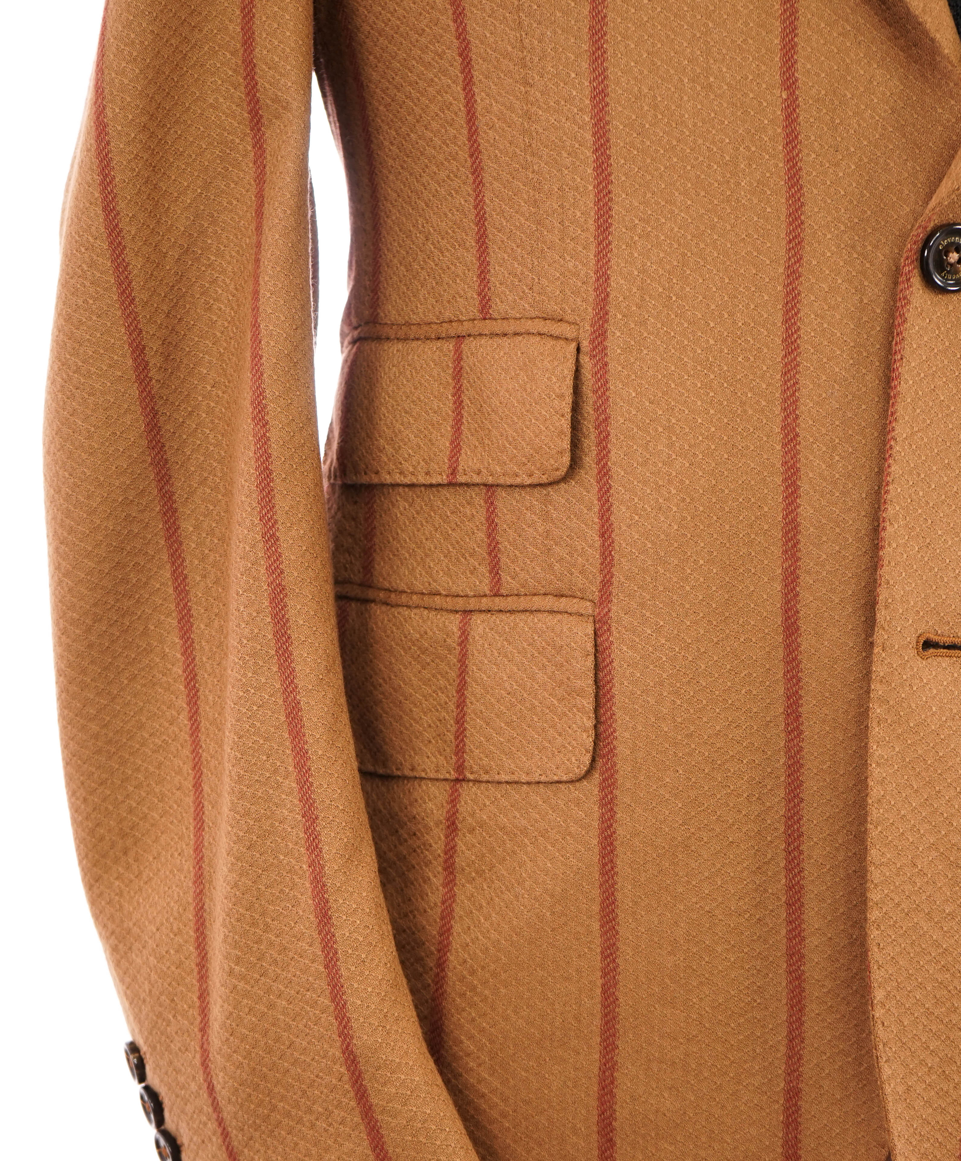 ELEVENTY - Camel / Red Chalk Stripe Semi-Lined Soft Blazer - 40 (50 EU)