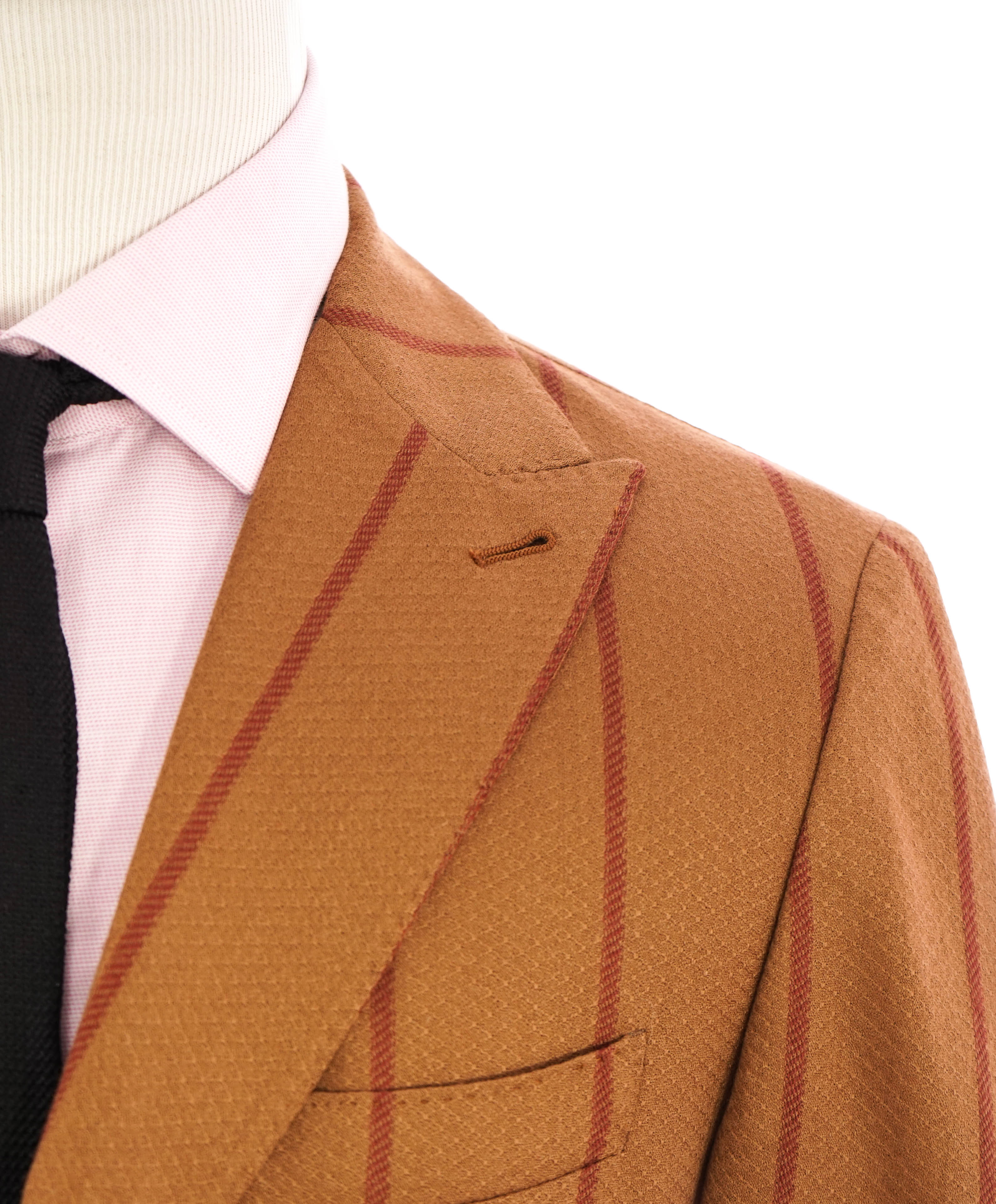 ELEVENTY - Camel / Red Chalk Stripe Semi-Lined Soft Blazer - 40 (50 EU)