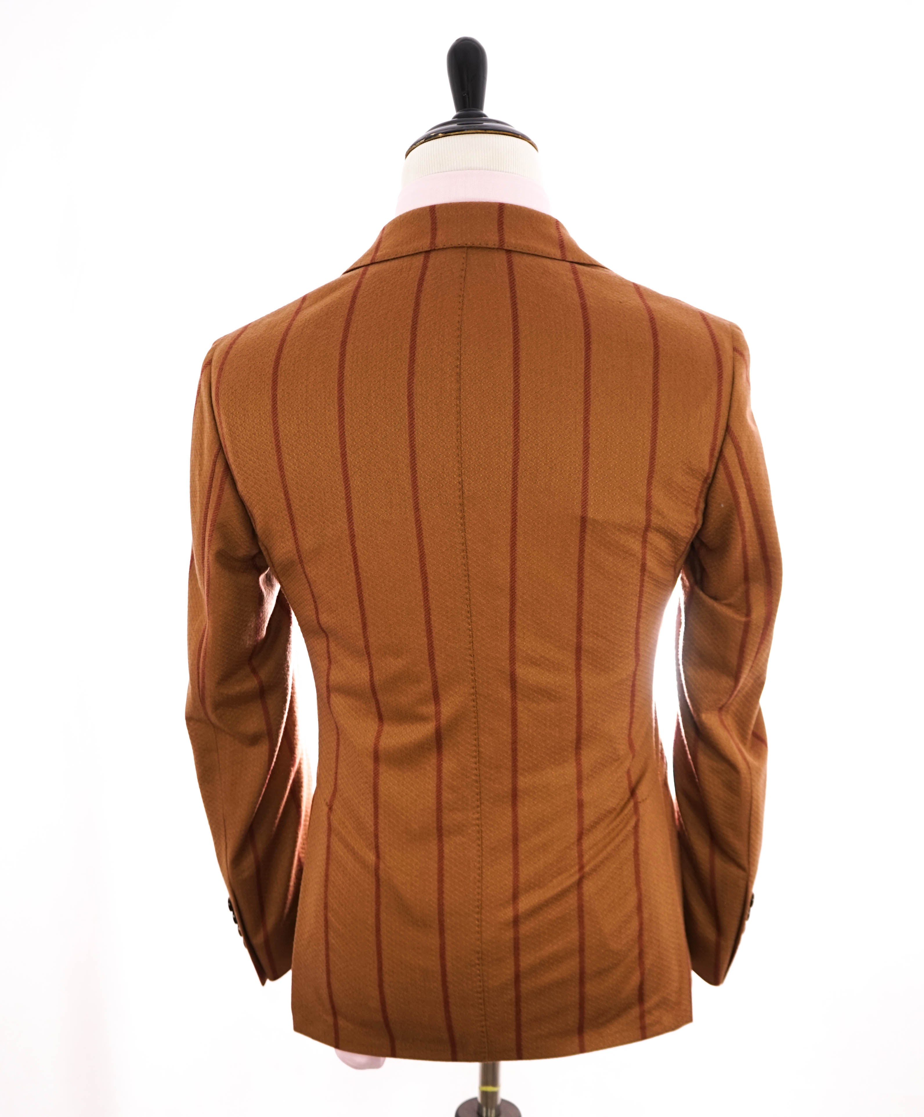ELEVENTY - Camel / Red Chalk Stripe Semi-Lined Soft Blazer - 40 (50 EU)