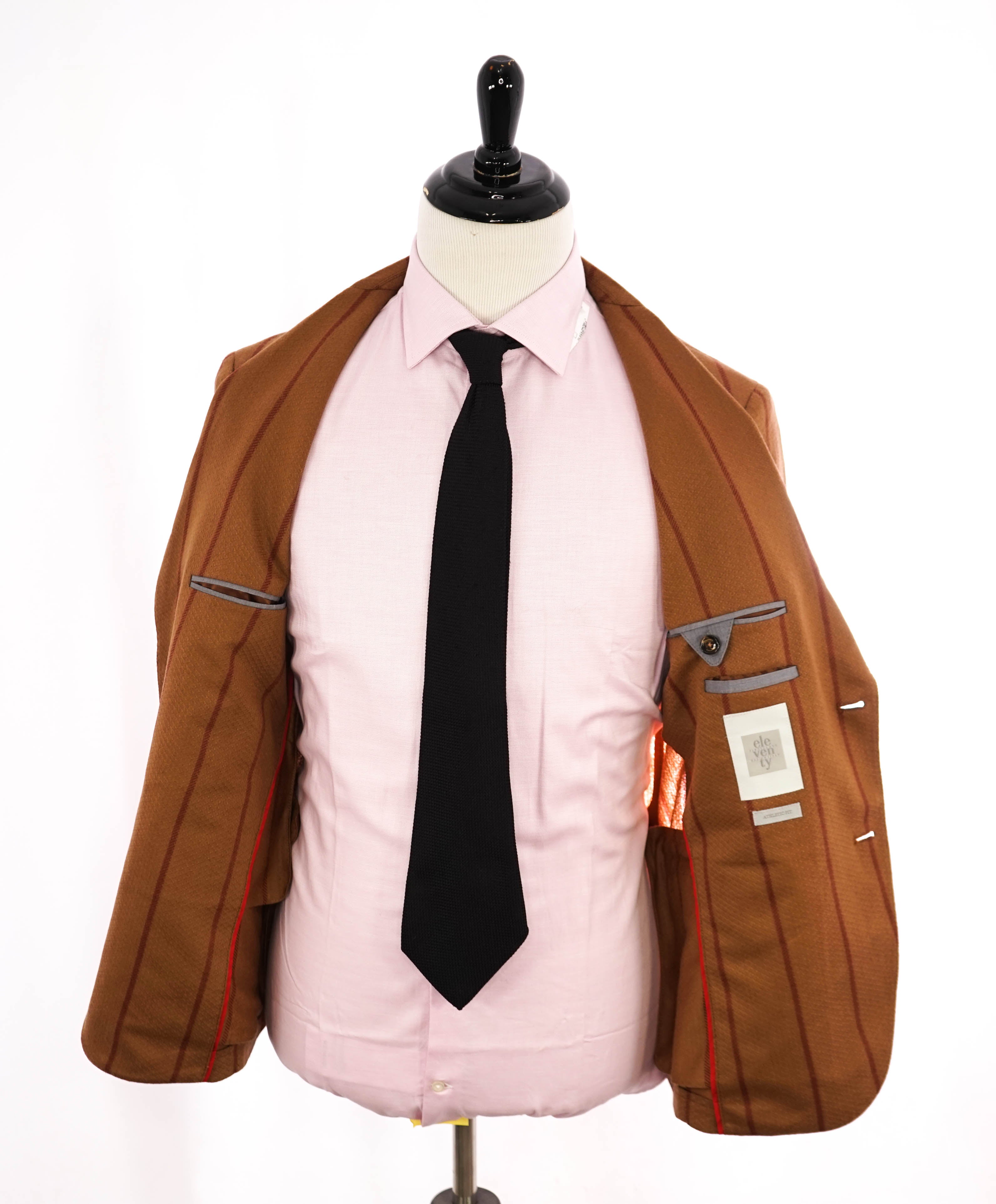 ELEVENTY - Camel / Red Chalk Stripe Semi-Lined Soft Blazer - 40 (50 EU)