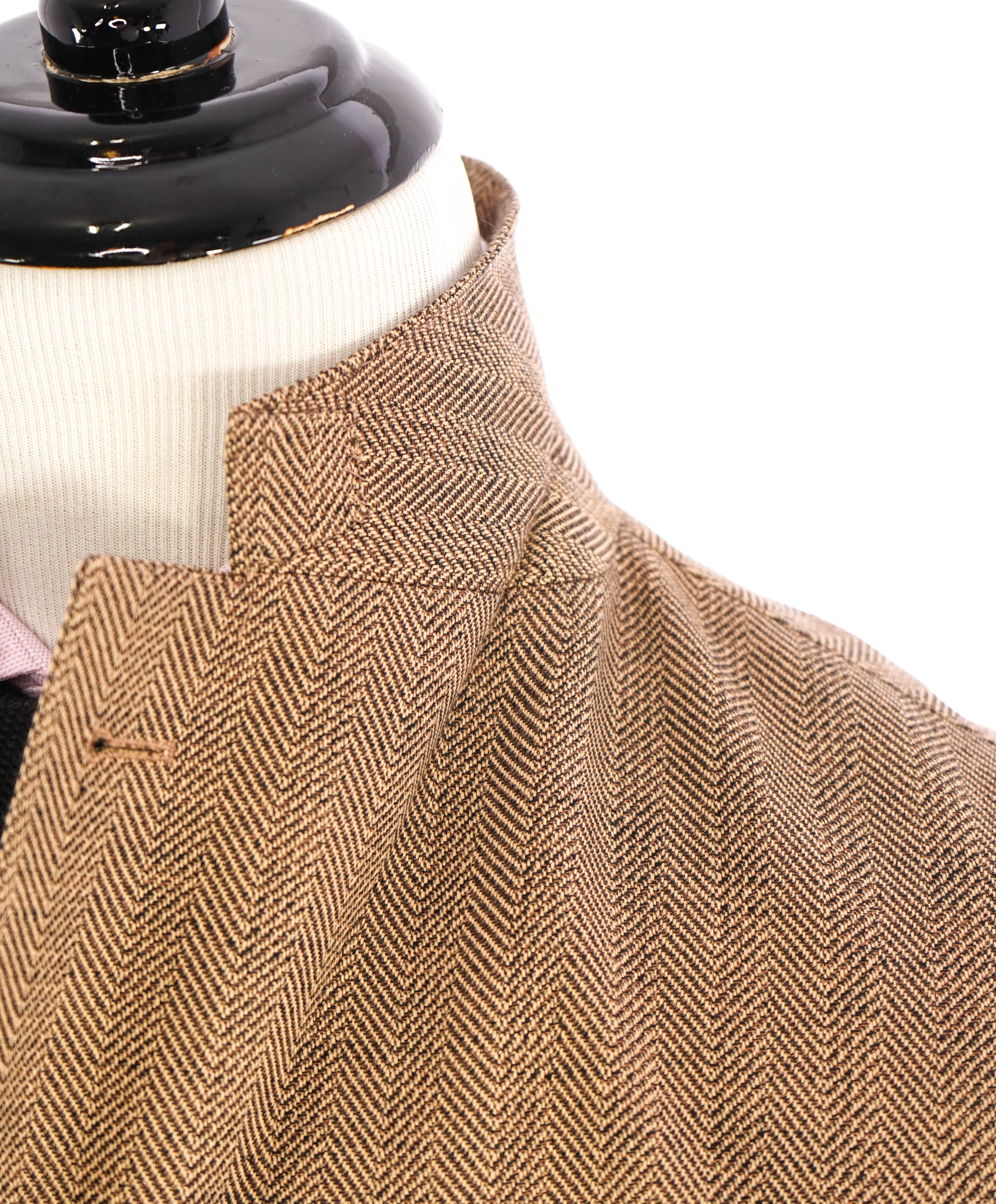 ELEVENTY - Cotton Blend Brown Herringbone Semi-Lined Jacket Blazer - 40 (50 EU)