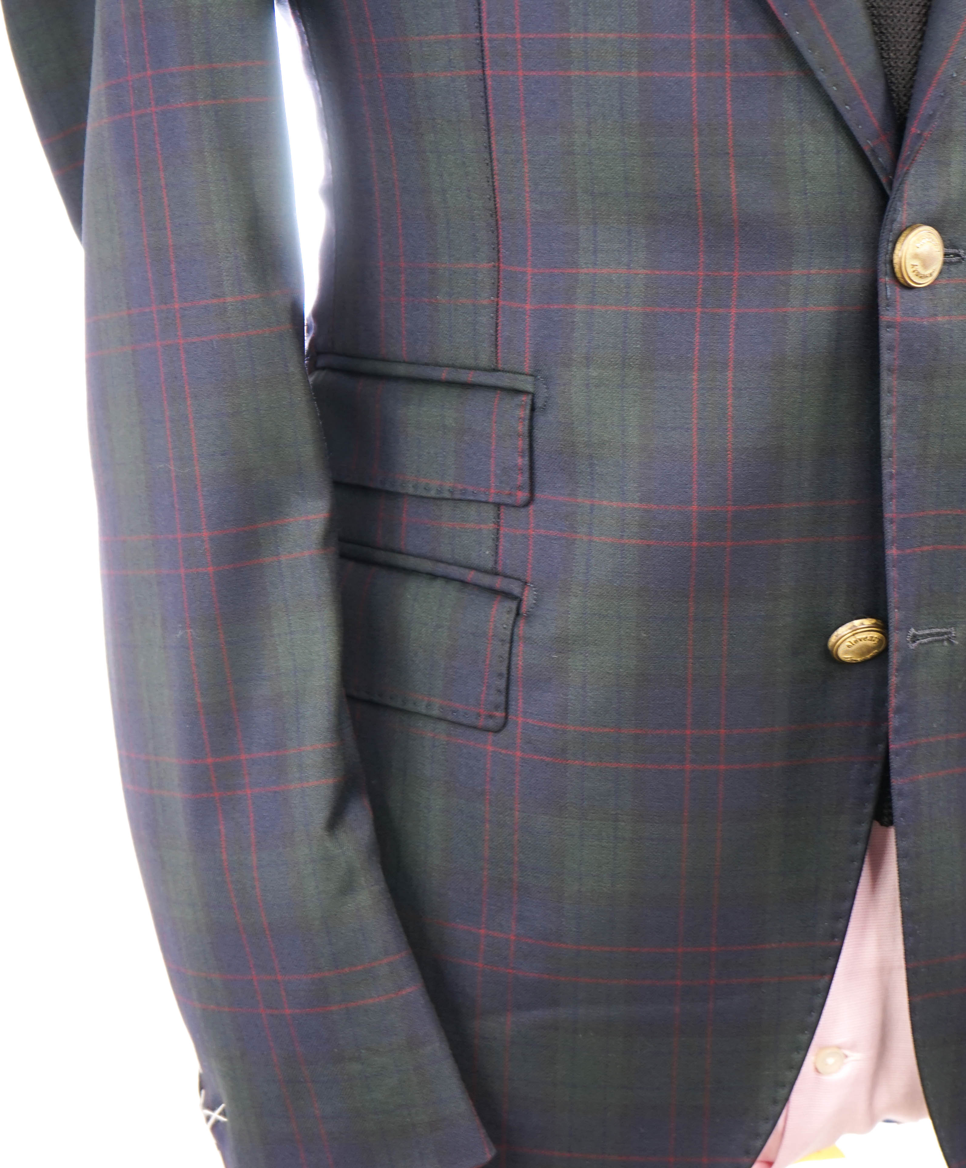 ELEVENTY - By LORO PIANA Wool Tartan Plaid Blue/Green/Red Blazer - 40 (50 EU)