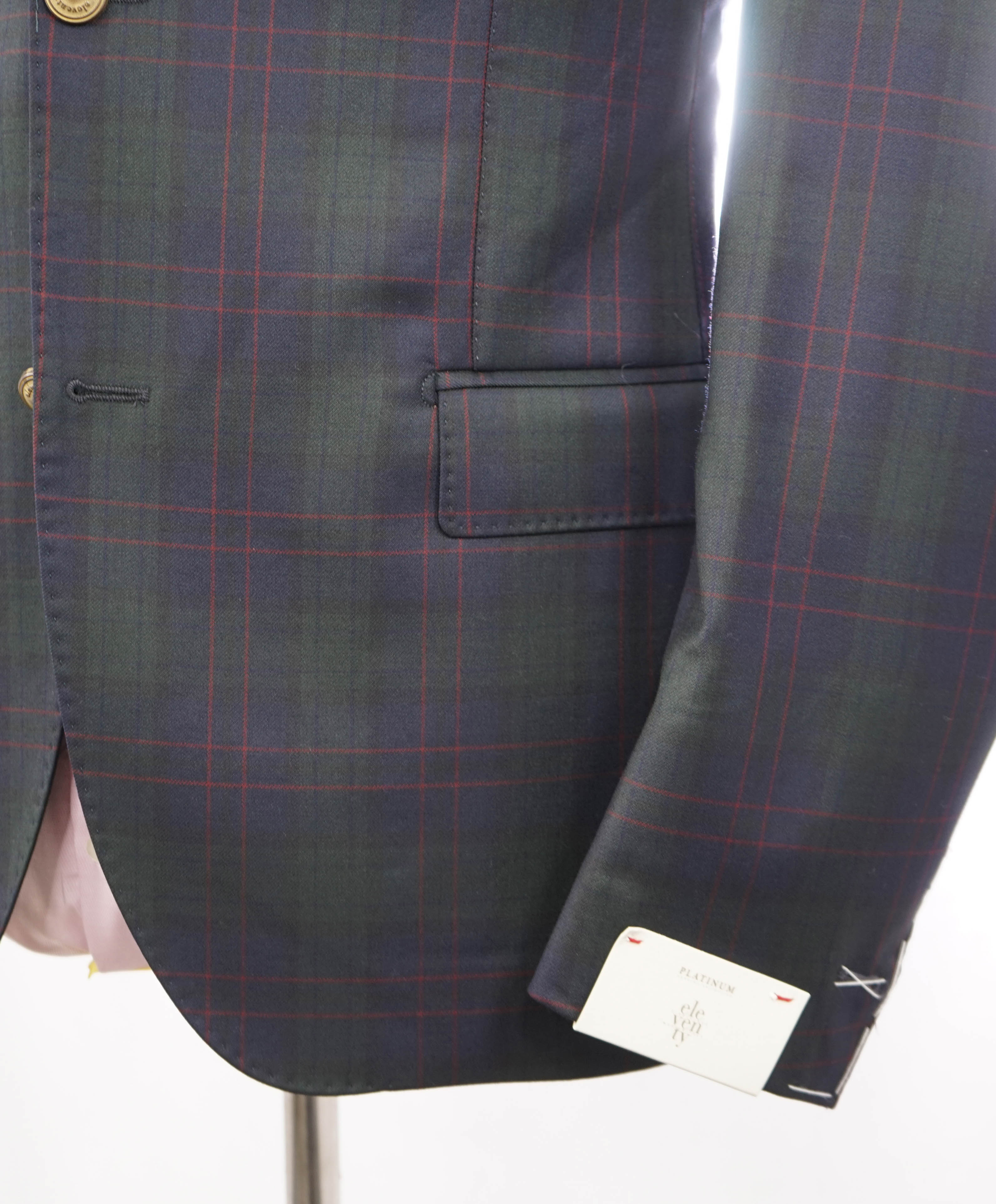 ELEVENTY - By LORO PIANA Wool Tartan Plaid Blue/Green/Red Blazer - 40 (50 EU)