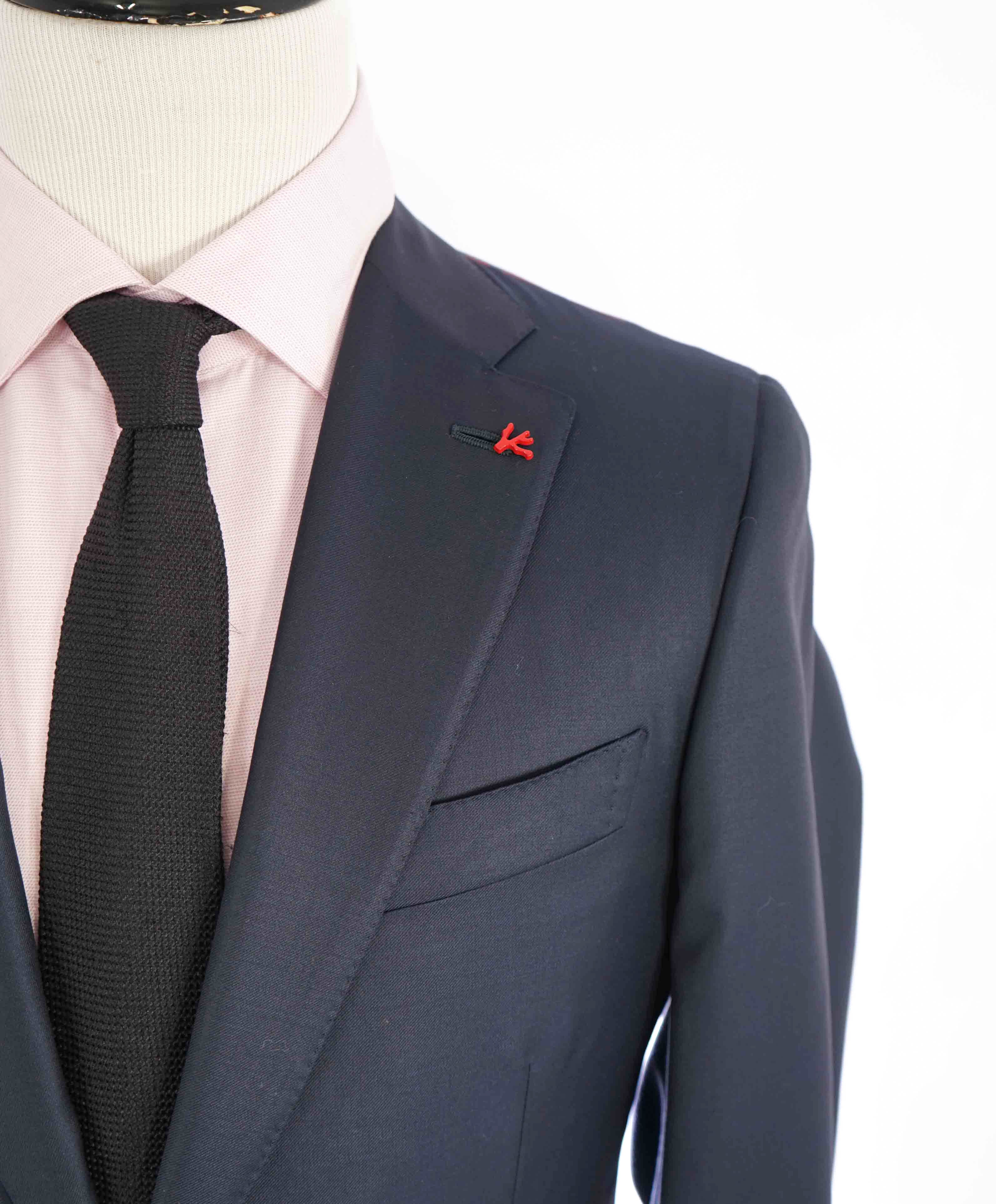 $3,750 ISAIA - Navy Blue "AQUASPIDER" *CLOSET STAPLE* Coral Pin Suit - 40S