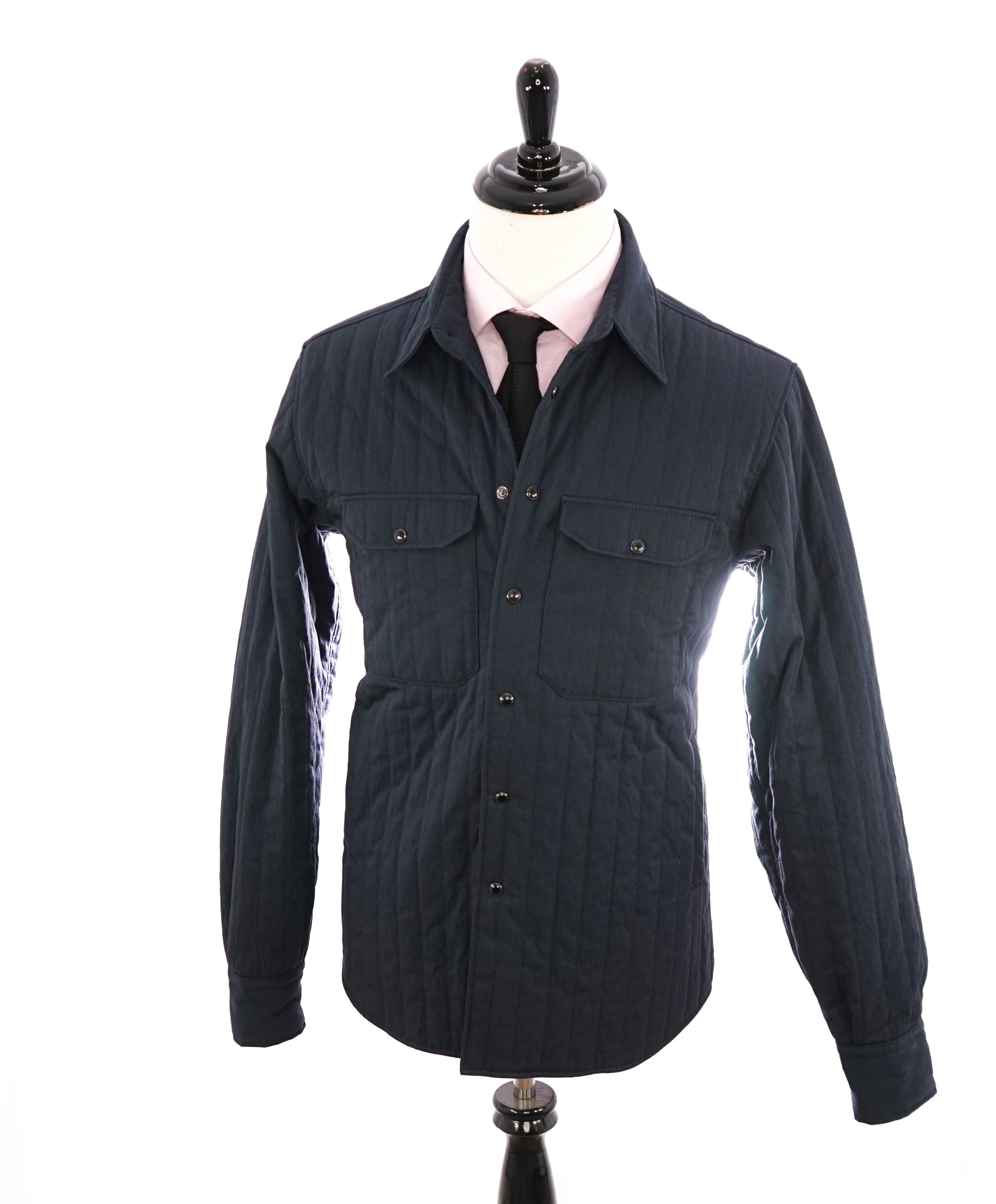 ELEVENTY PLATINUM - Navy Blue Snap Cotton Blend Shirt Jacket Coat - M