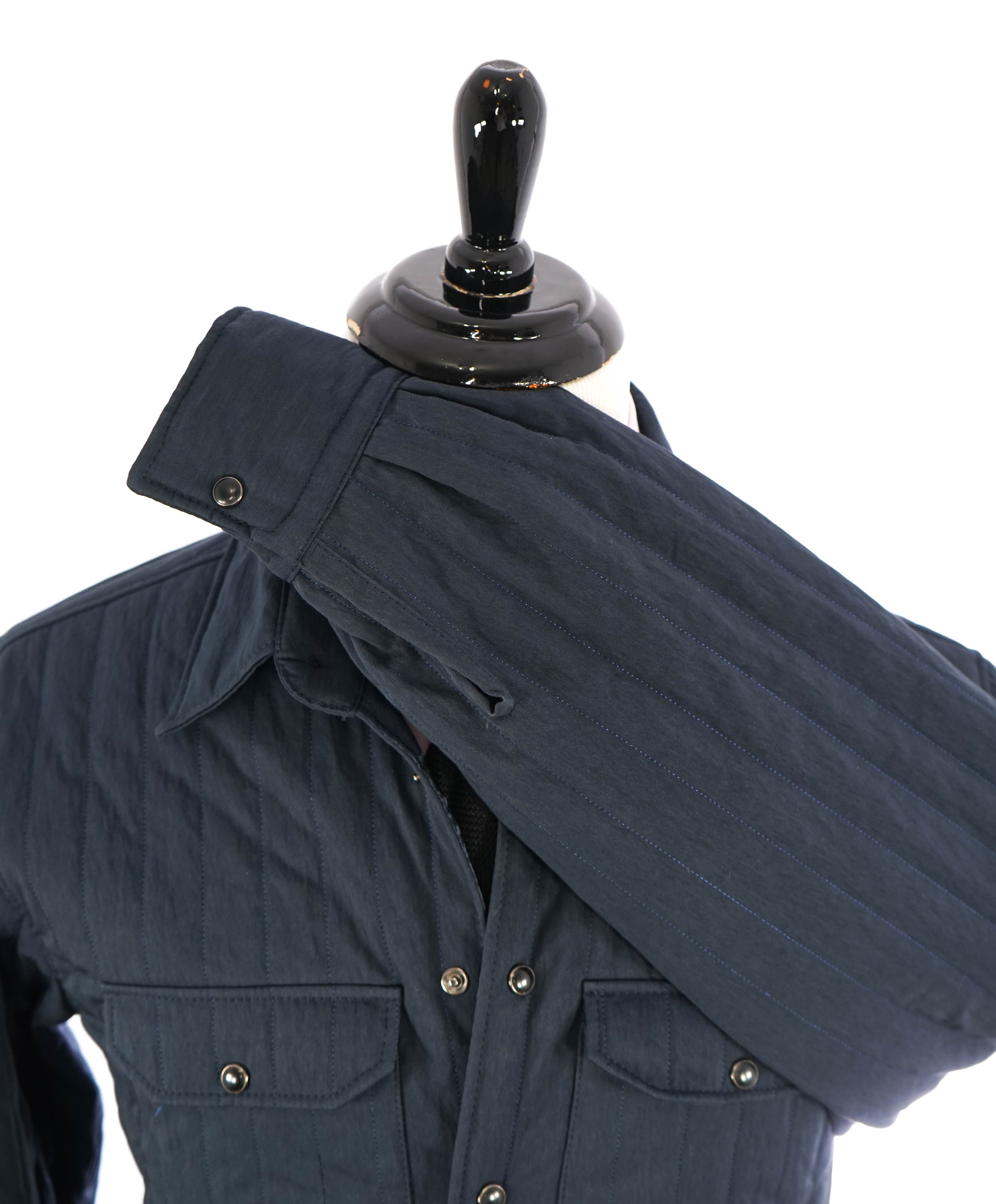 ELEVENTY PLATINUM - Navy Blue Snap Cotton Blend Shirt Jacket Coat - M
