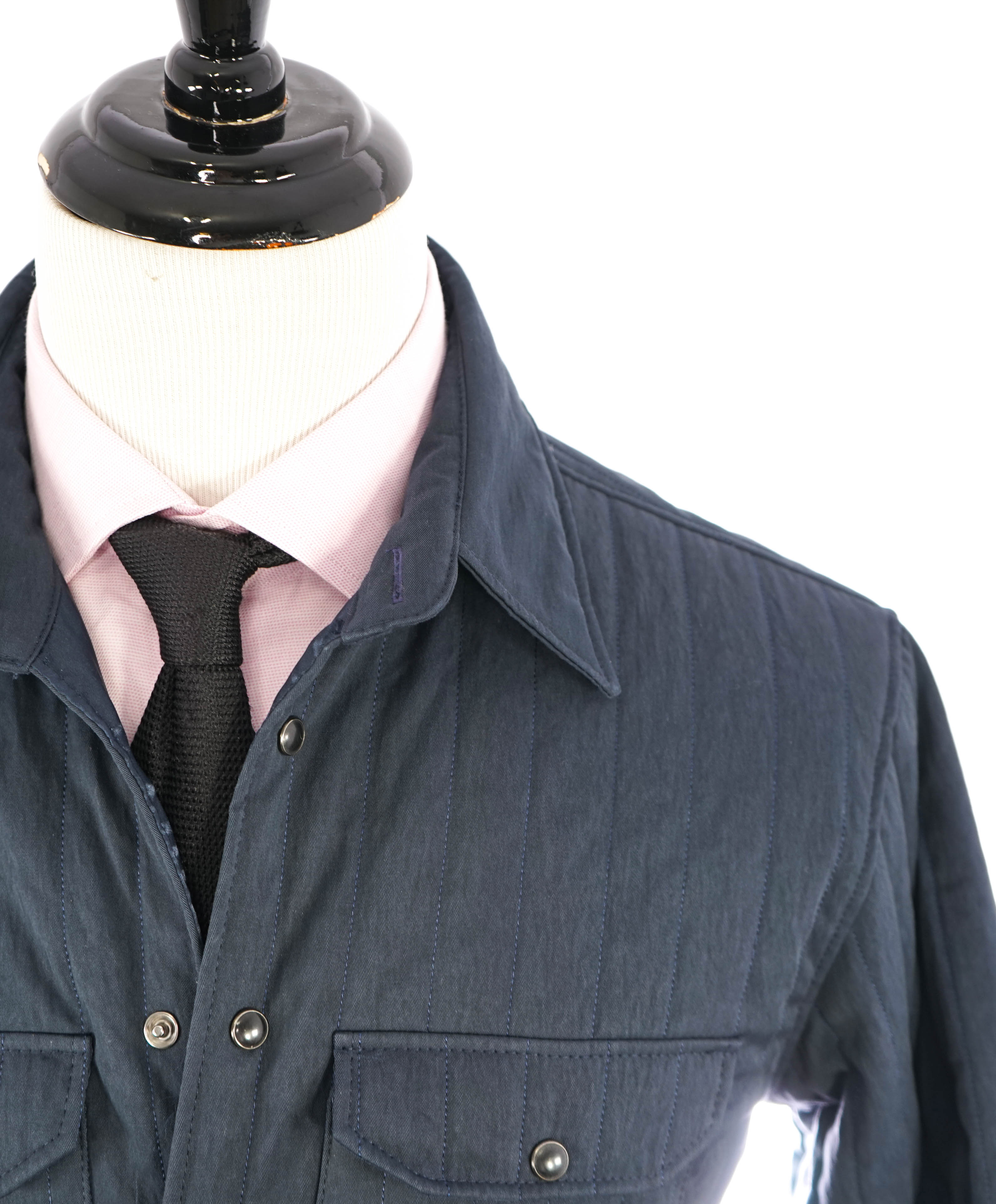 ELEVENTY PLATINUM - Navy Blue Snap Cotton Blend Shirt Jacket Coat - M