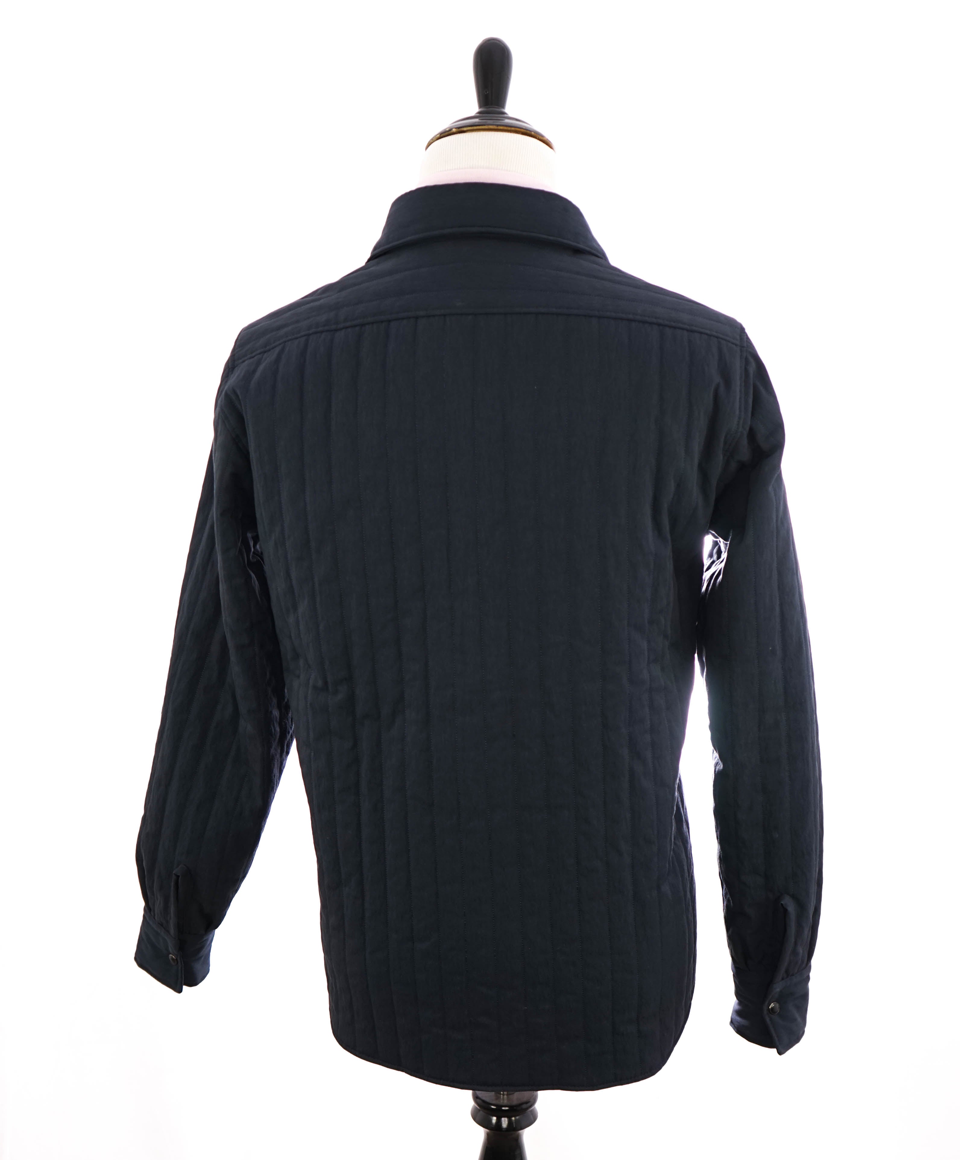 ELEVENTY PLATINUM - Navy Blue Snap Cotton Blend Shirt Jacket Coat - M