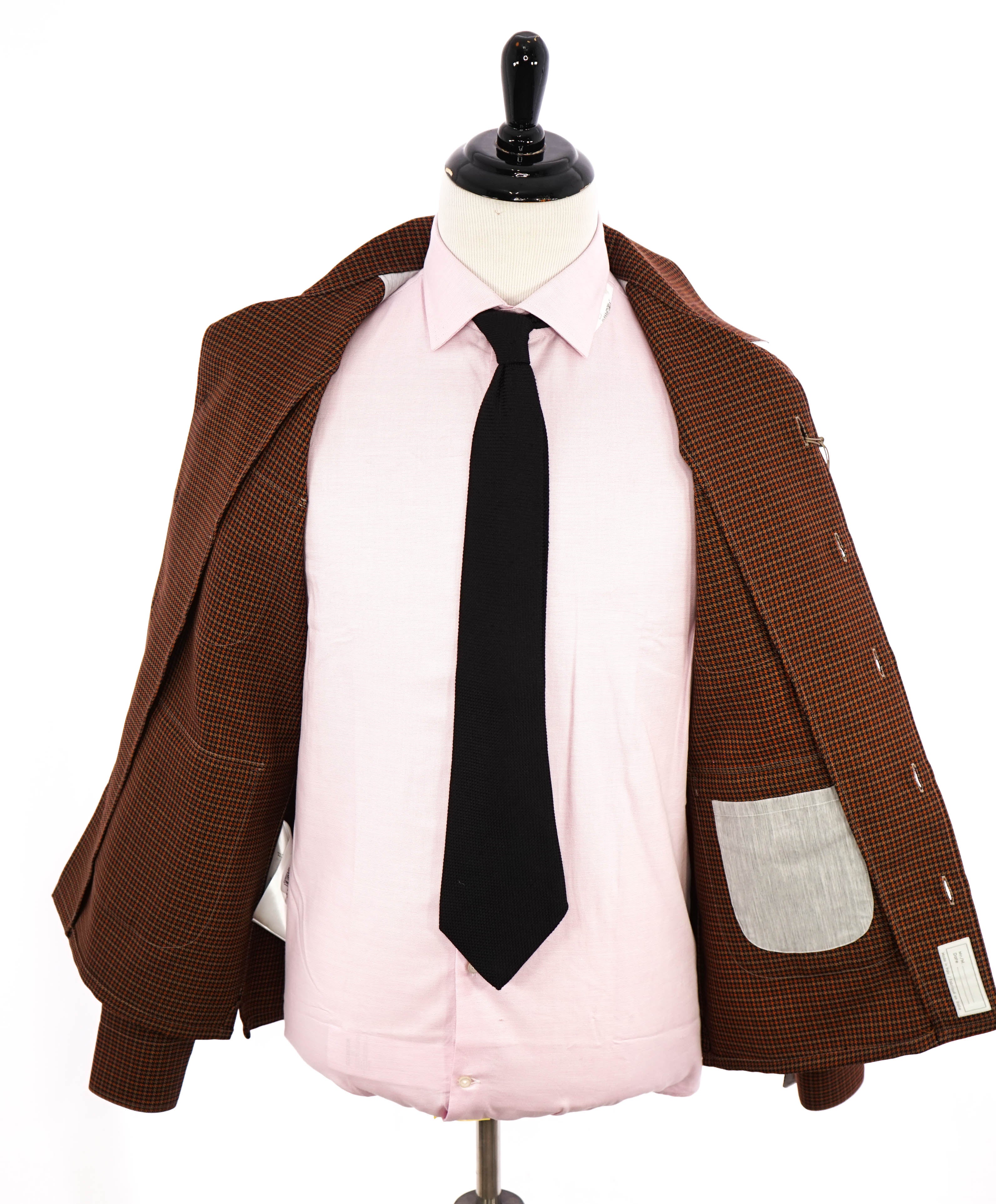 ELEVENTY PLATINUM - Red / Orange Houndstooth Wool Blend Shirt Jacket Coat - M