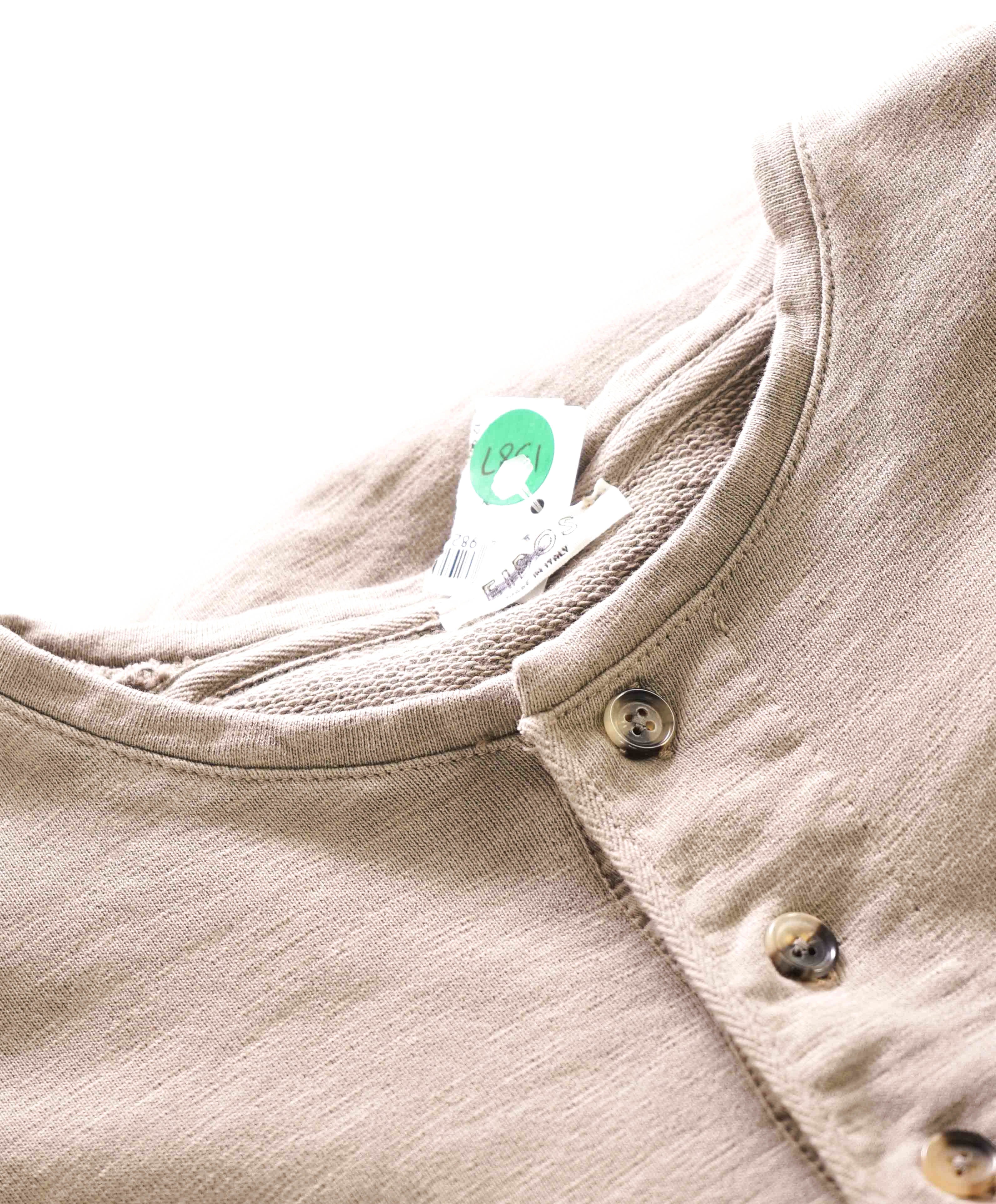 $395 EIDOS NAPOLI - By ISAIA Taupe Henley Pullover Cotton Sweater - S