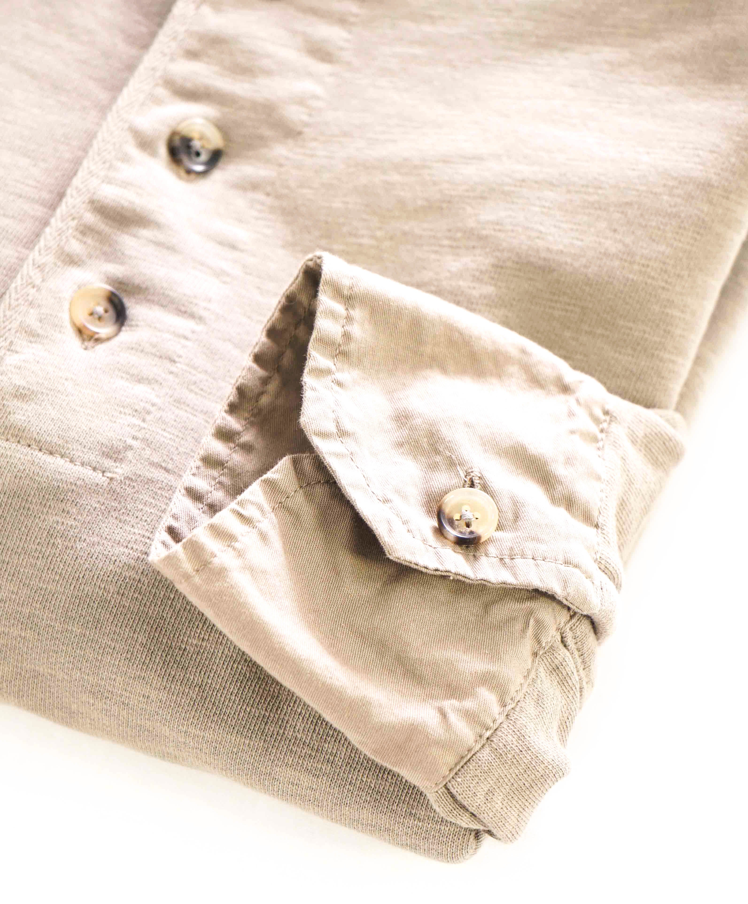 $395 EIDOS NAPOLI - By ISAIA Taupe Henley Pullover Cotton Sweater - S