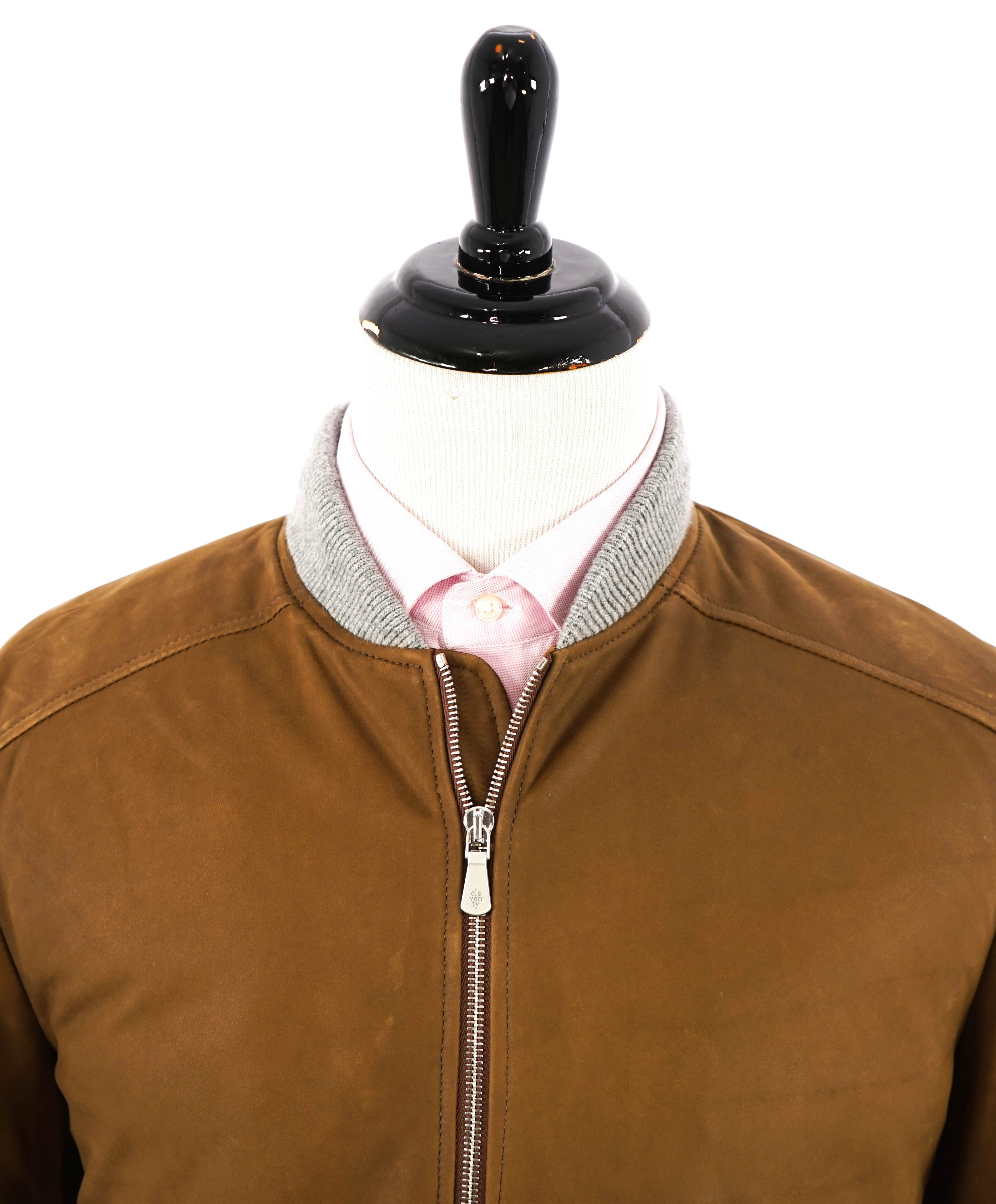 $3,350 ELEVENTY - LEATHER INSULATED Aviator/Bomber Jacket (Brunello Cucinelli)- 46US