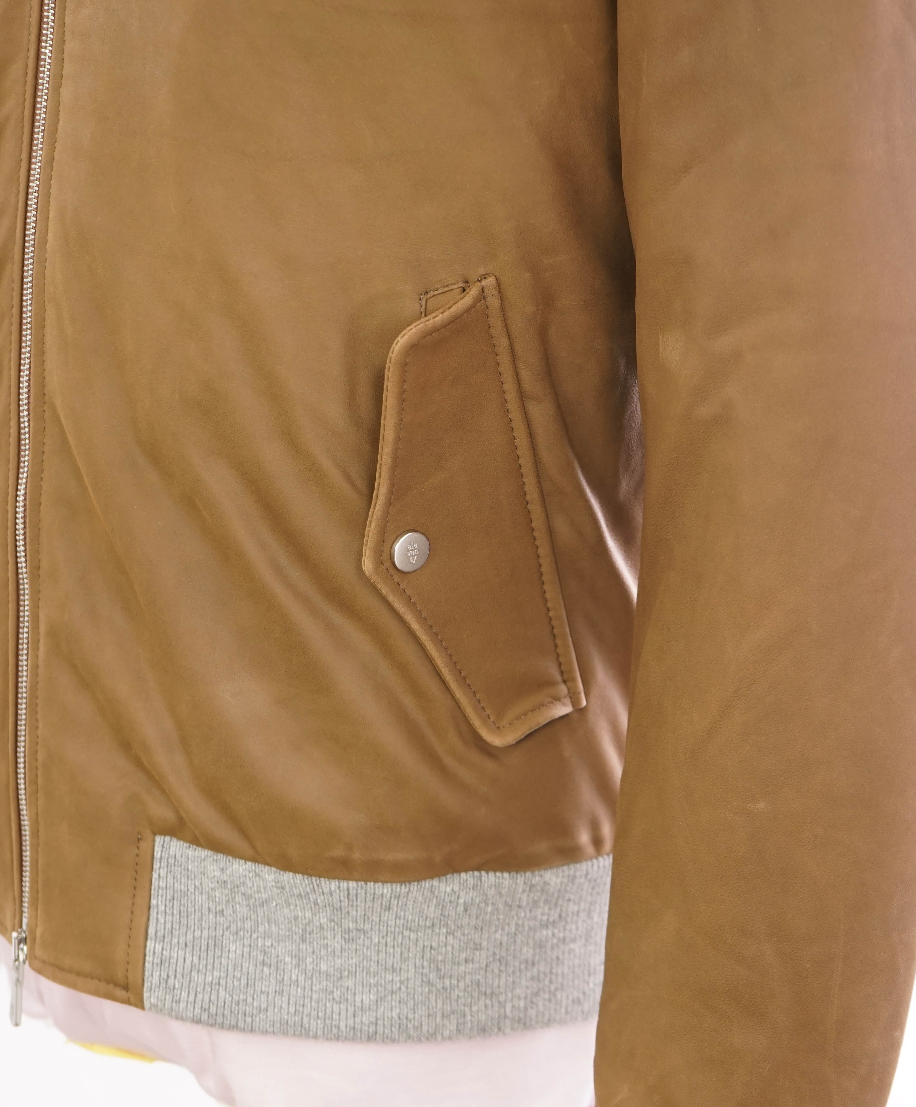 $3,350 ELEVENTY - LEATHER INSULATED Aviator/Bomber Jacket (Brunello Cucinelli)- 46US