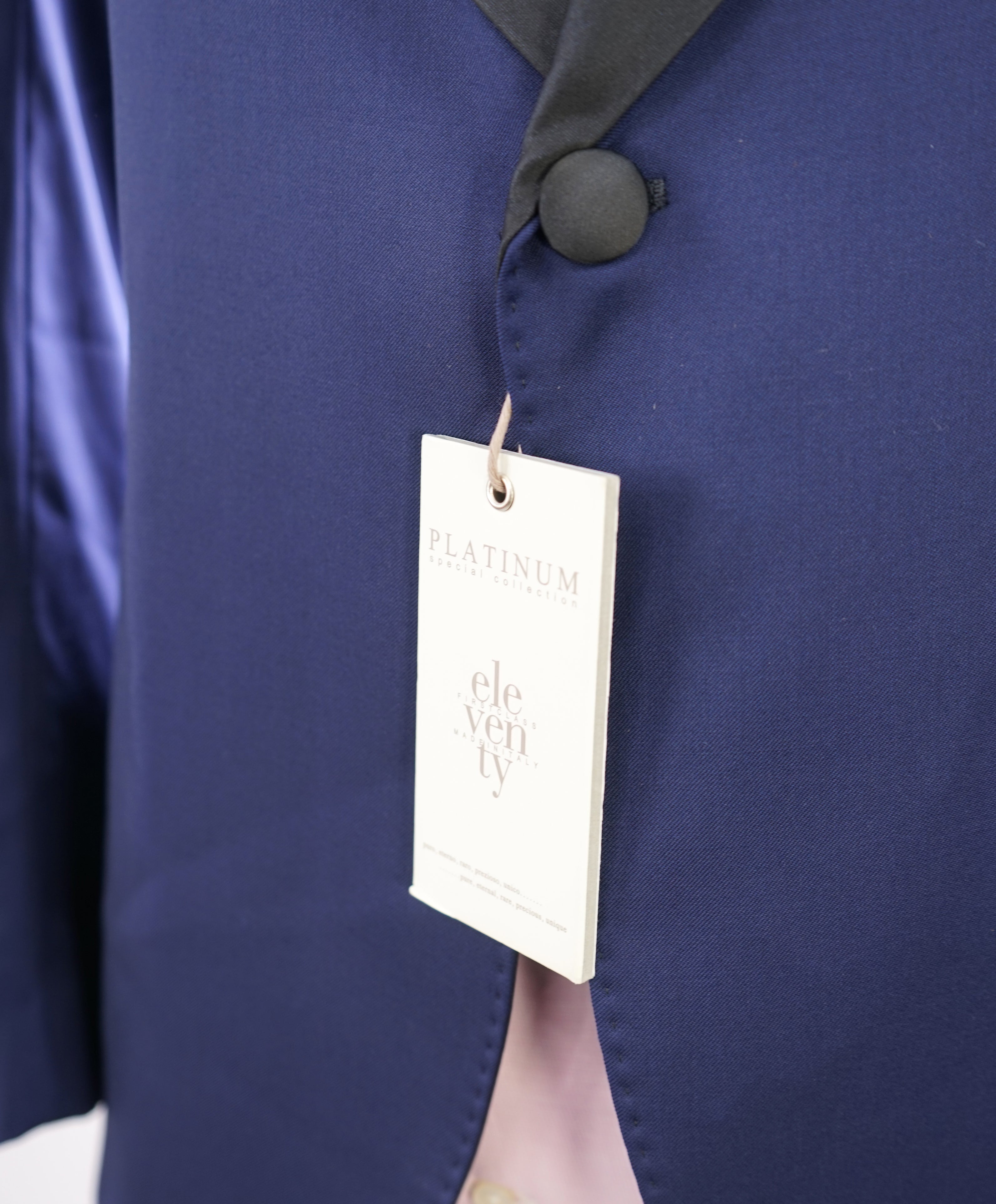 ELEVENTY - "PLATINUM" Hand Made Blue SHAWL COLLAR Tuxedo Unconstructed - 40R