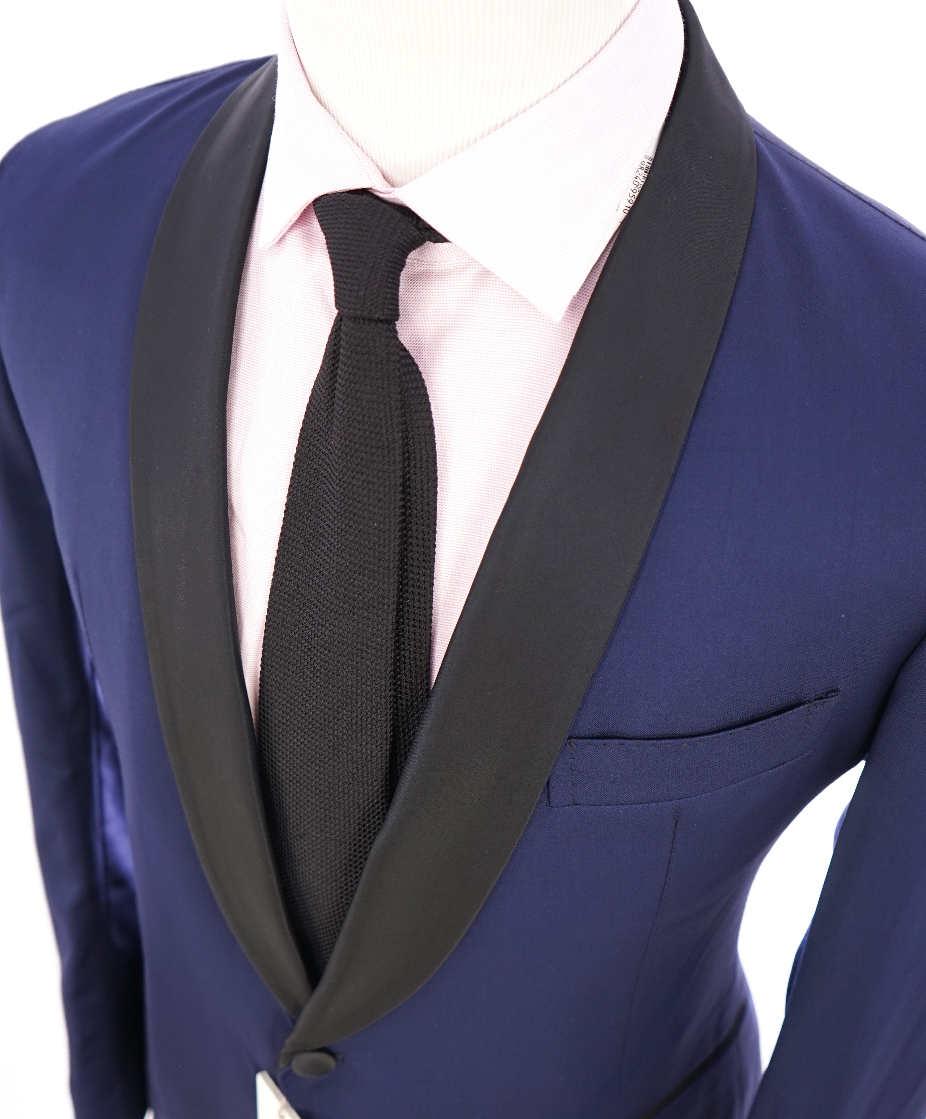 ELEVENTY - "PLATINUM" Hand Made Blue SHAWL COLLAR Tuxedo Unconstructed - 40R