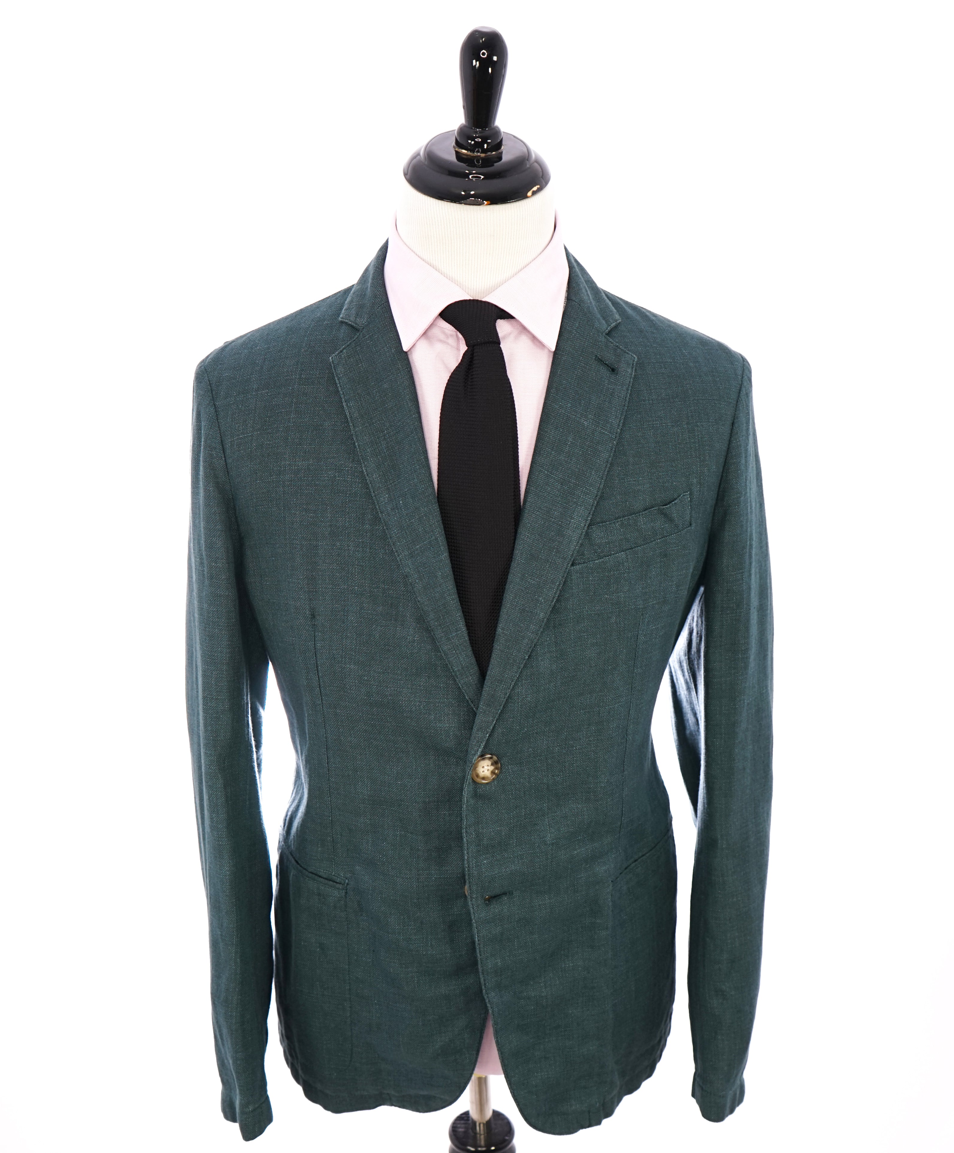 ARMANI COLLEZIONI - Sage Green W Cream Buttons Semi-Lined Linen Blazer - 42R