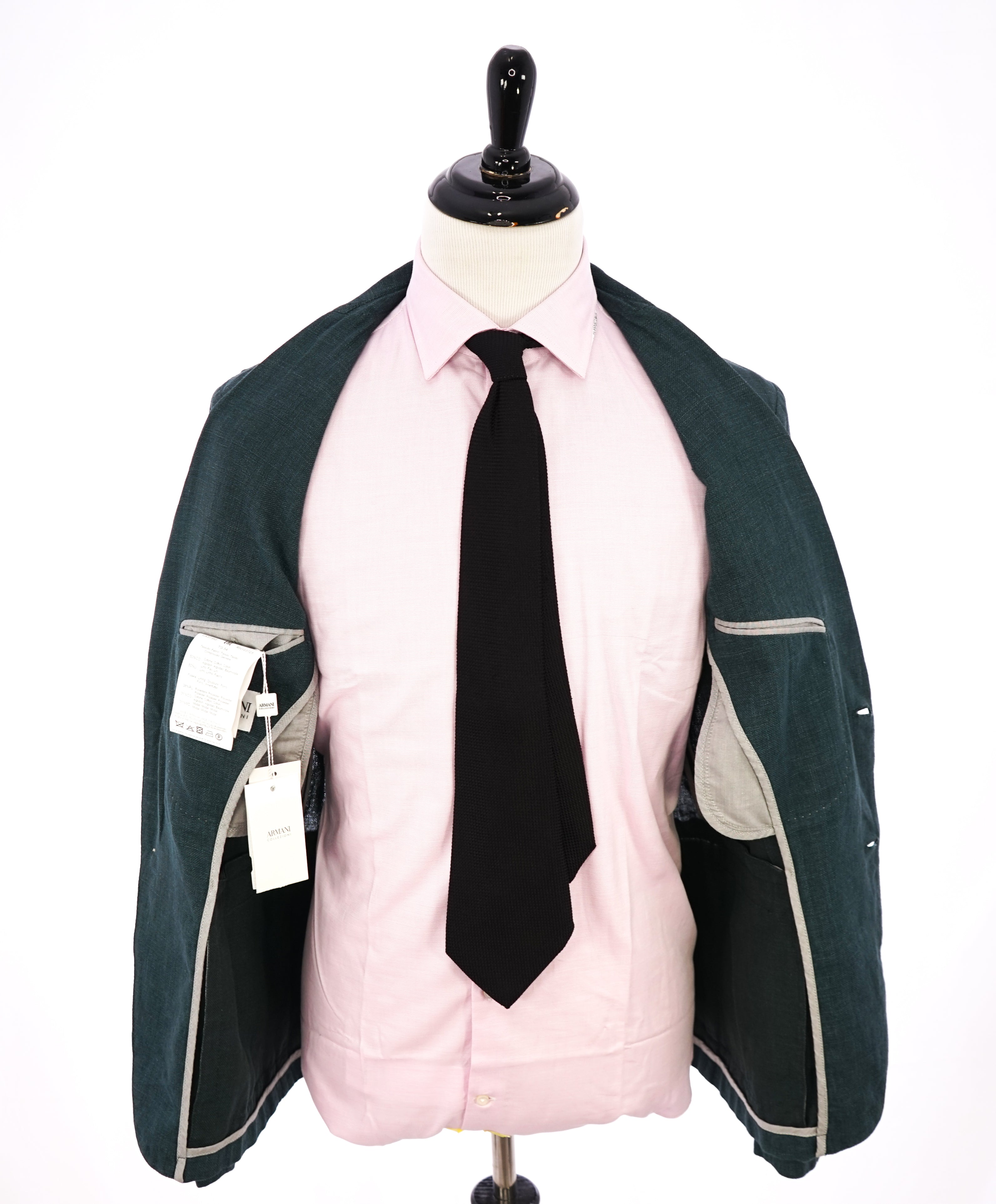 ARMANI COLLEZIONI - Sage Green W Cream Buttons Semi-Lined Linen Blazer - 42R
