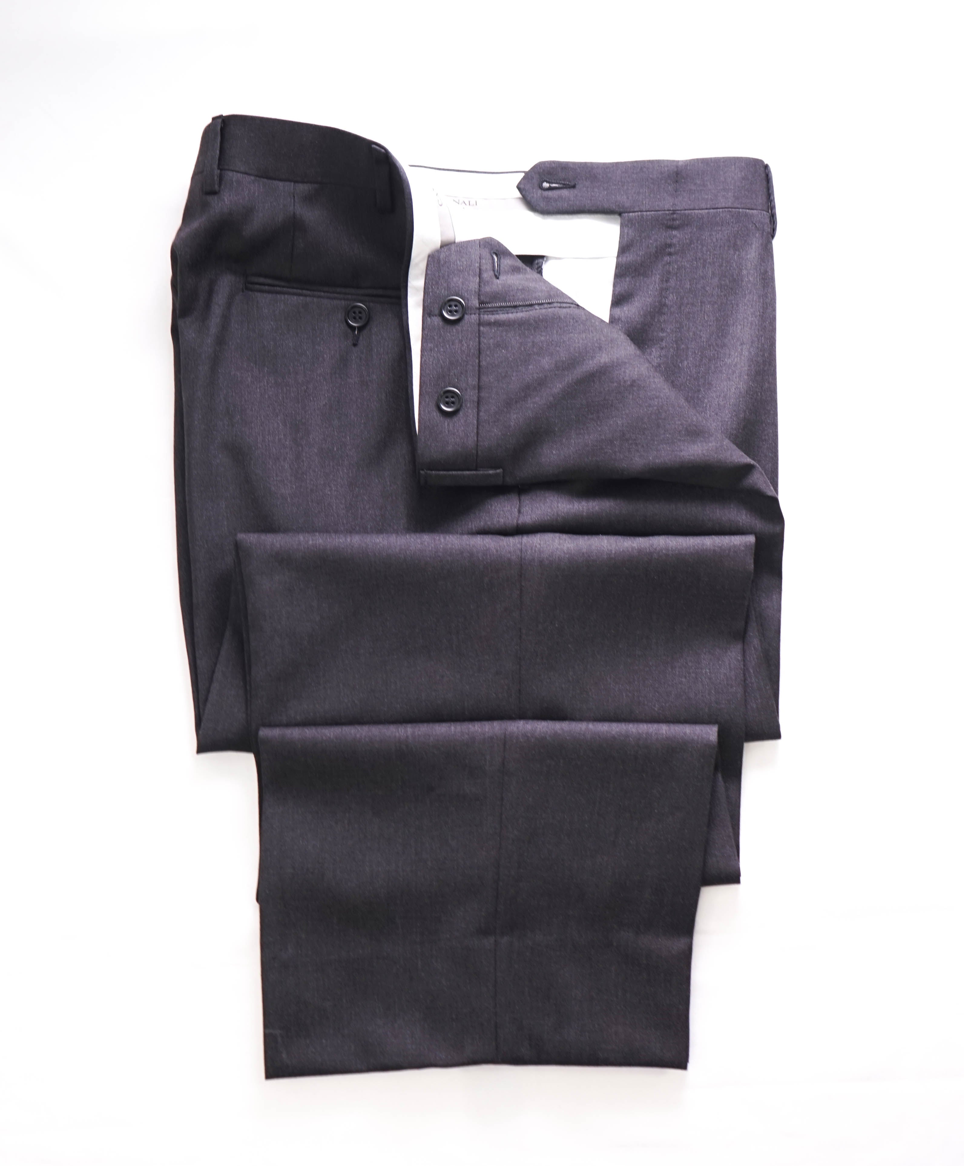 CANALI - Charcoal Gray *CLOSET STAPLE* Wool Flat Front Dress Pants - 35W