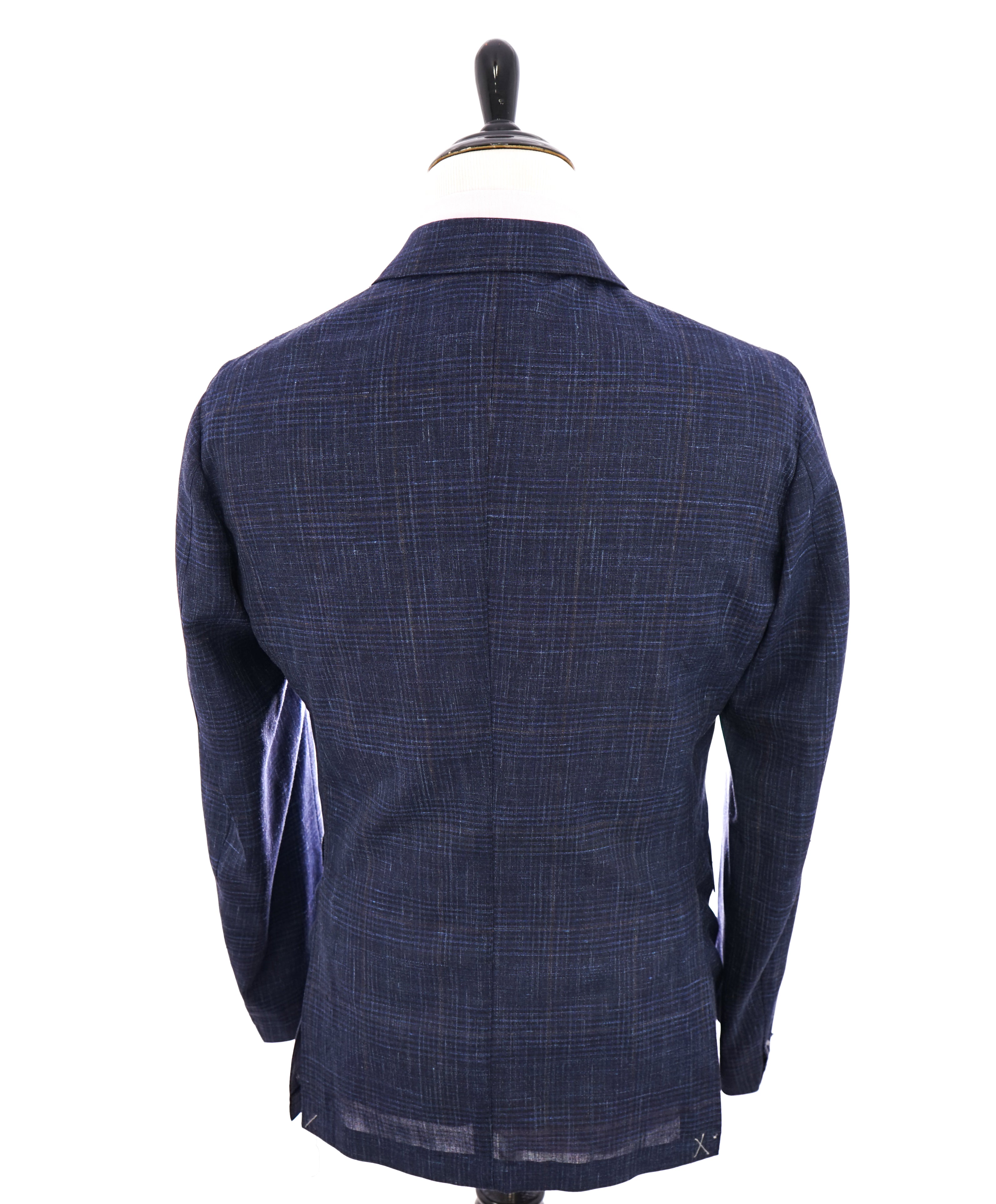 ELEVENTY - "PLATINUM" Hand Made Double Breasted Blue SILK/LINEN Suit - 44R
