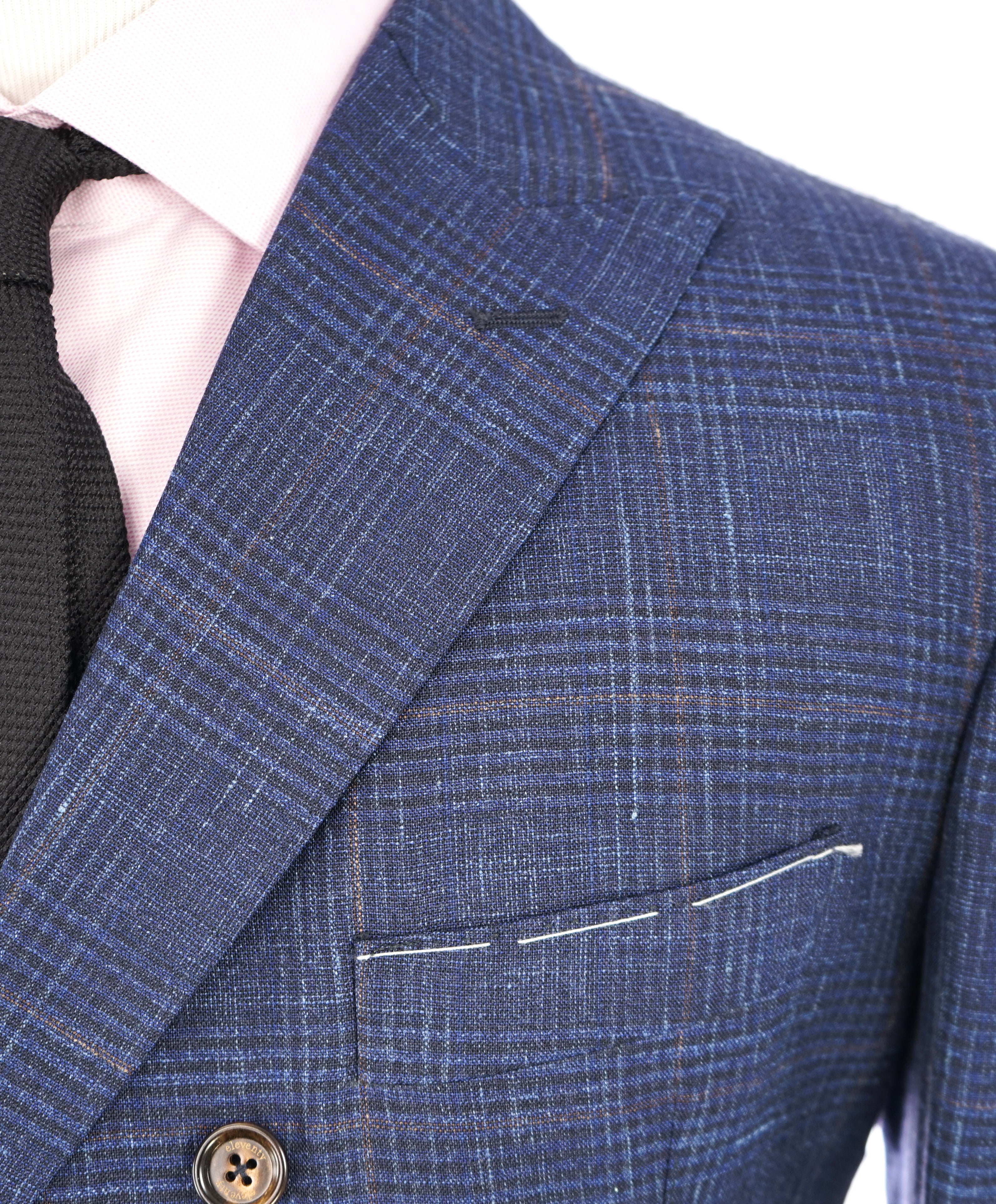 ELEVENTY - "PLATINUM" Hand Made Double Breasted Blue SILK/LINEN Suit - 44R