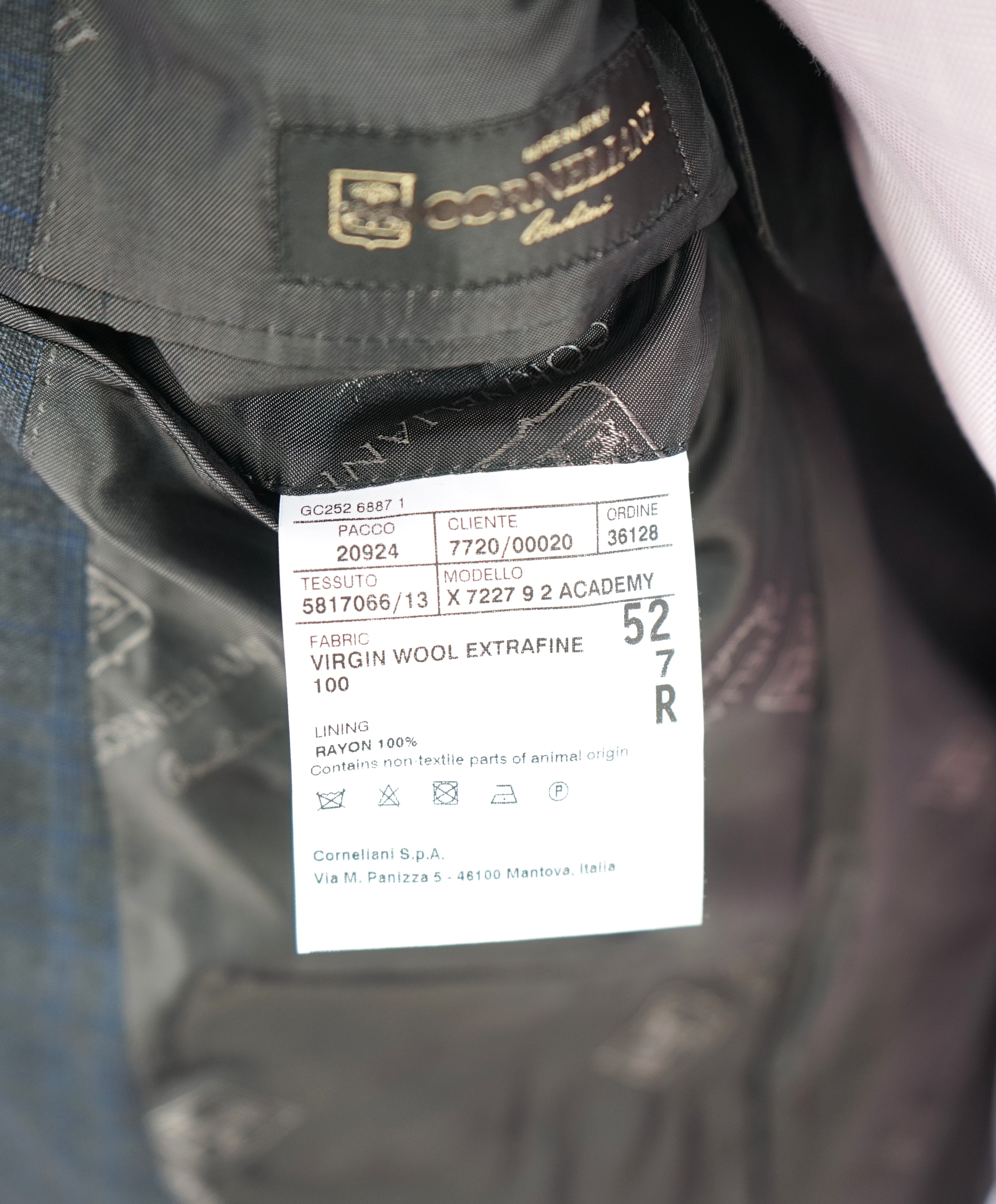 CORNELIANI - Blue/Gray Check MOP Button "Super Fine 18,25 Microns" Suit - 42R