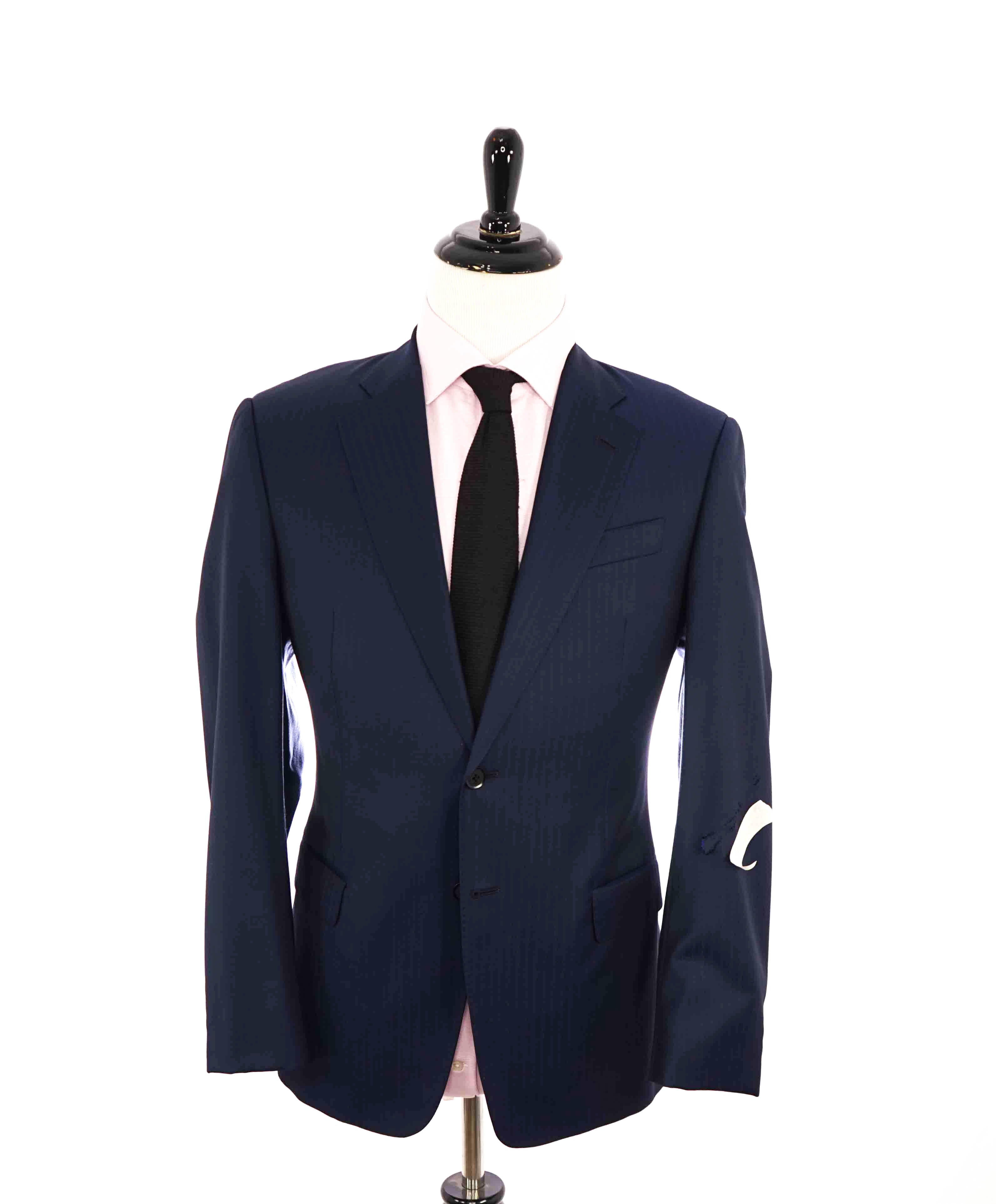 $1,495 ARMANI COLLEZIONI - “G Line” Blue Tonal Stripe Blazer DAMAGED - 40S