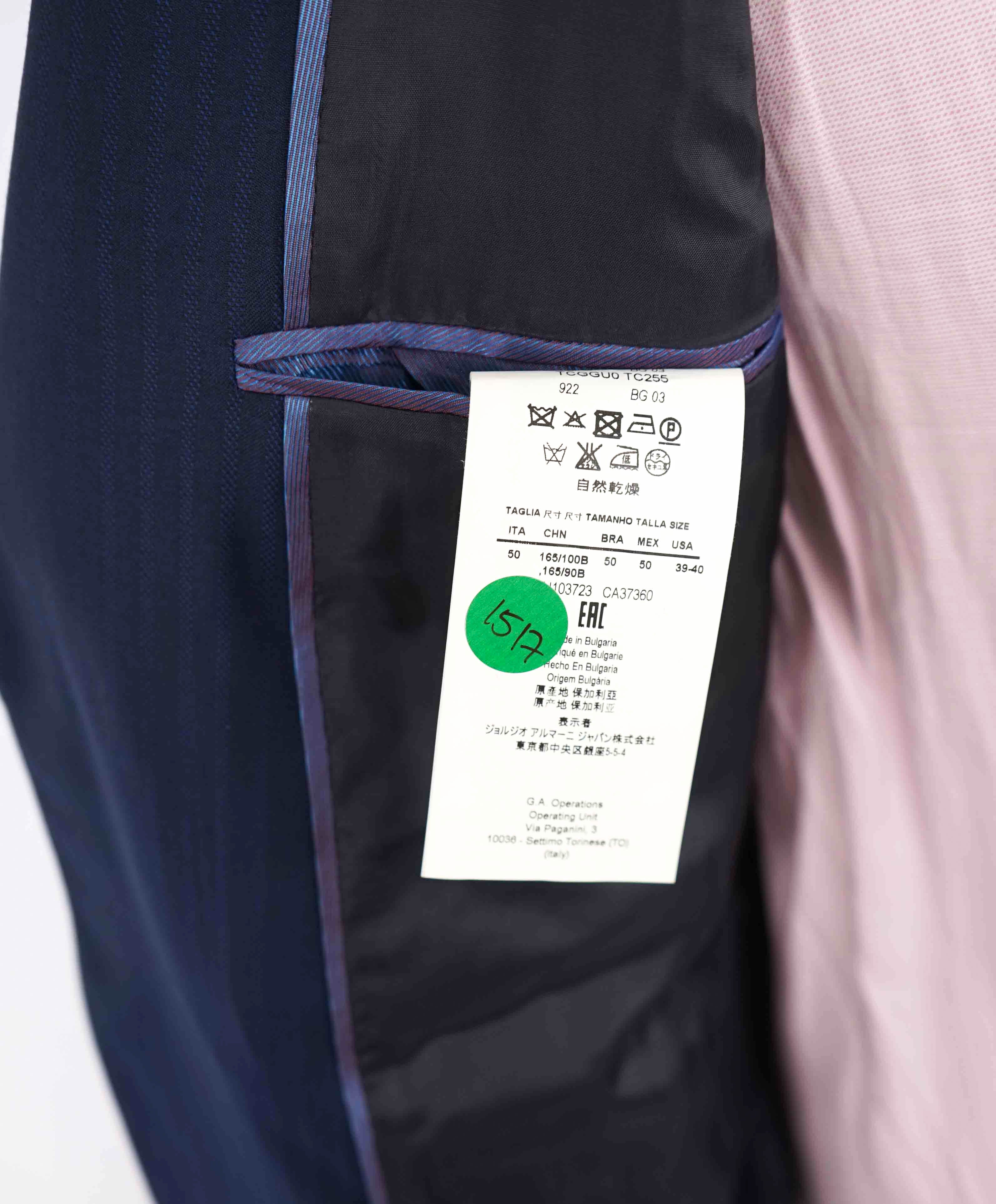 $1,495 ARMANI COLLEZIONI - “G Line” Blue Tonal Stripe Blazer DAMAGED - 40S
