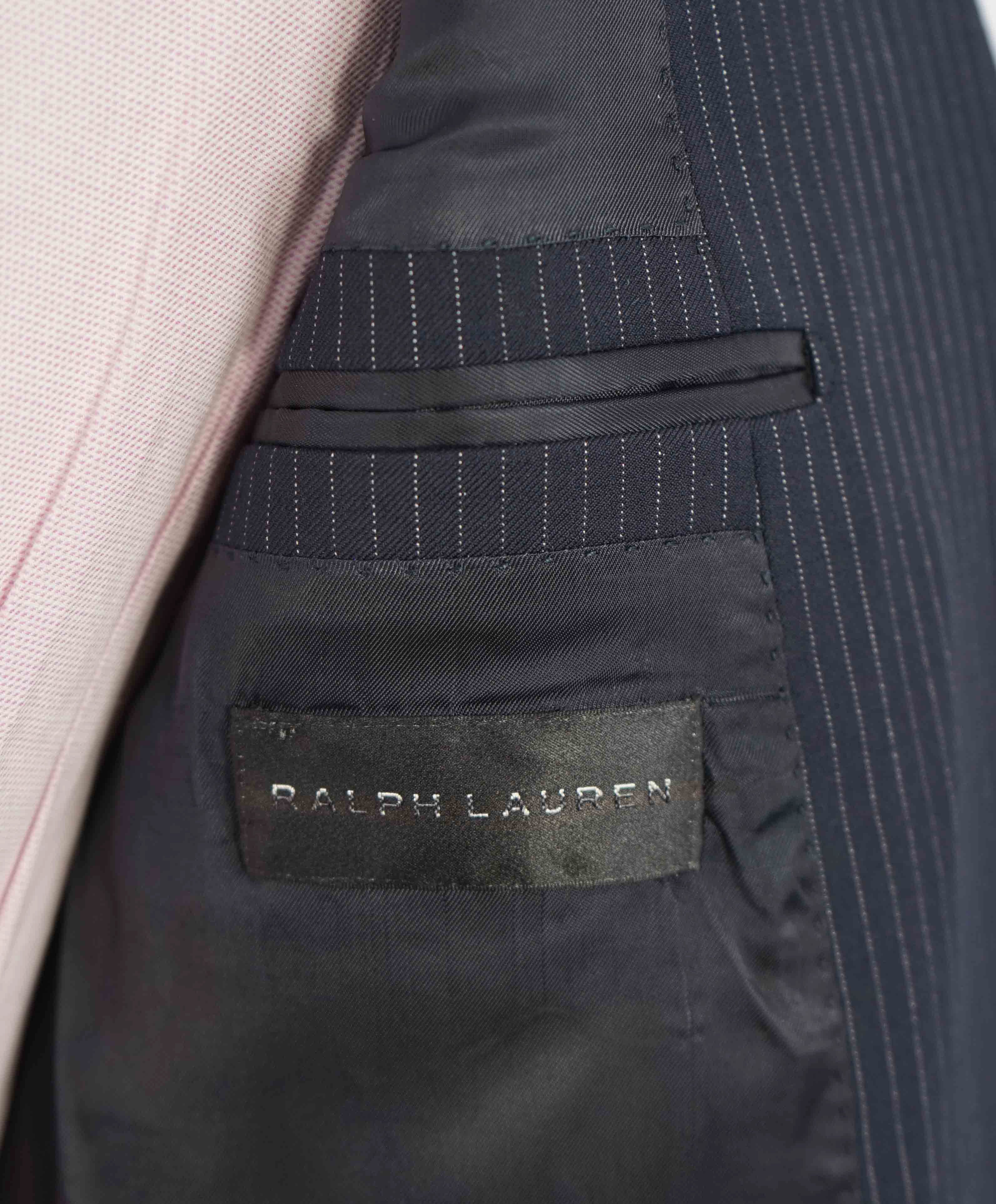 $1,595 RALPH LAUREN BLACK LABEL - Navy Textured Peak Lapel Blazer - 38S