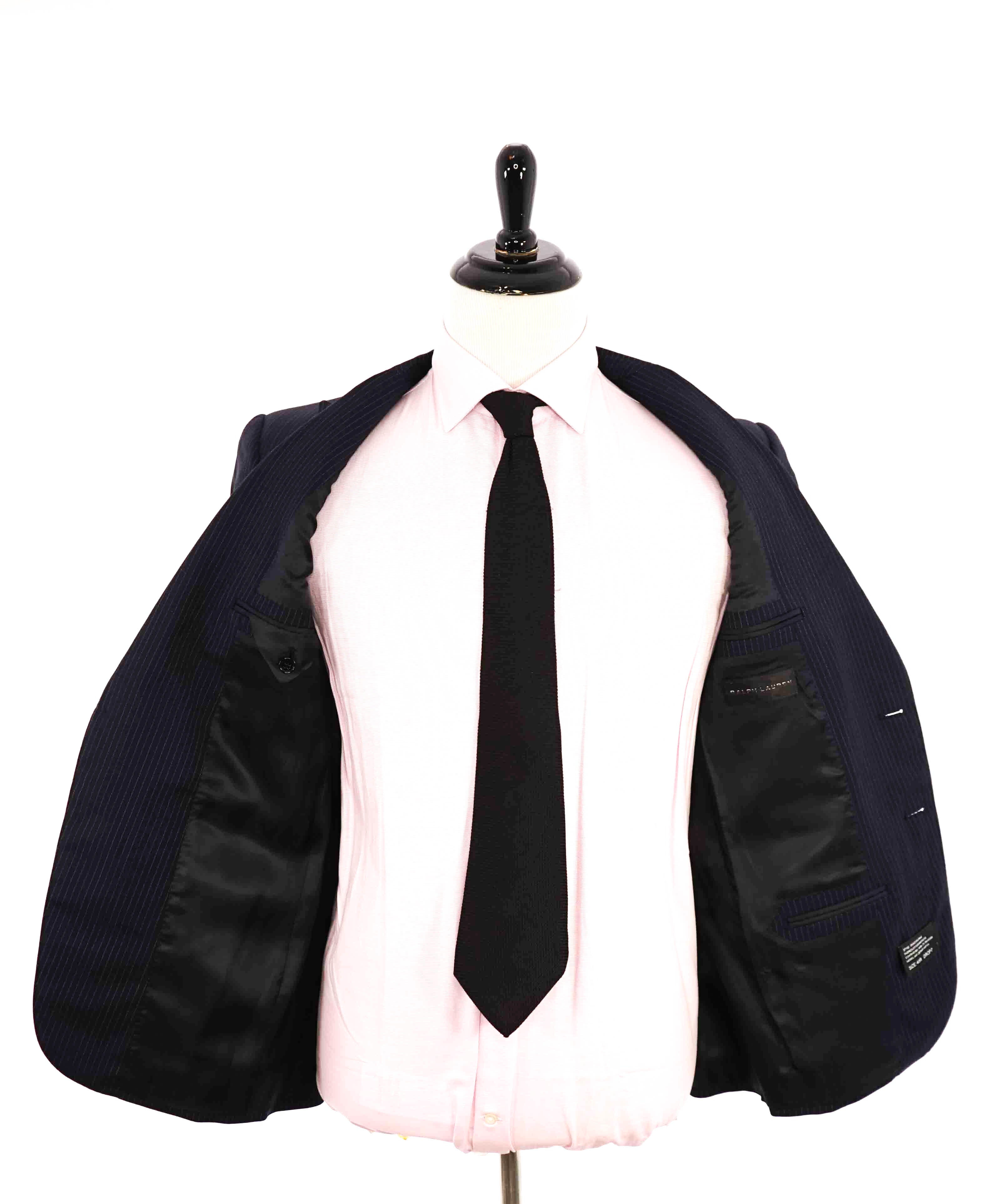 $1,595 RALPH LAUREN BLACK LABEL - Navy Textured Peak Lapel Blazer - 38S