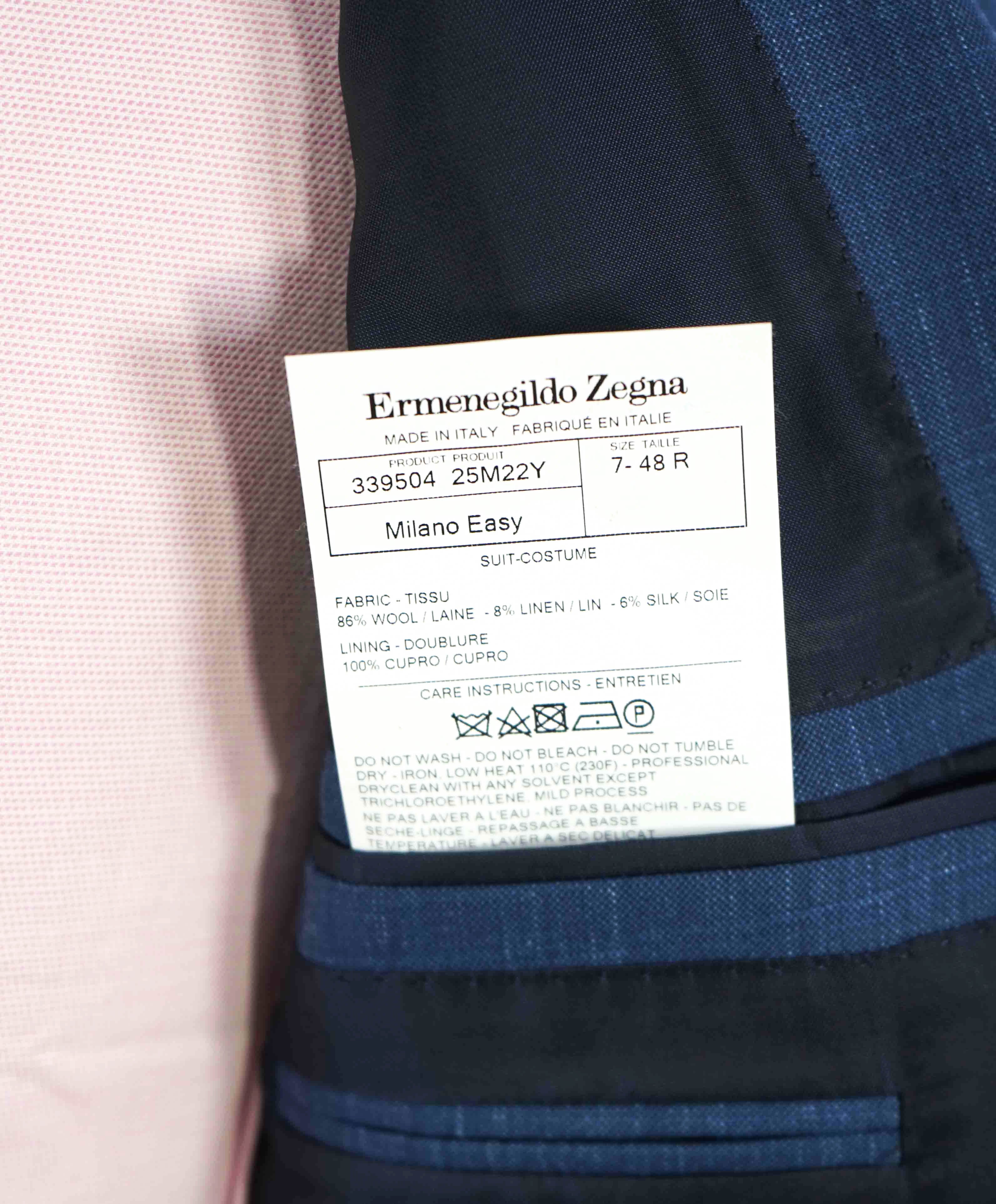 $3,290 ERMENEGILDO ZEGNA- “TORFEO SUMMER” Baby Blue W/SLK/L Blazer- 38R