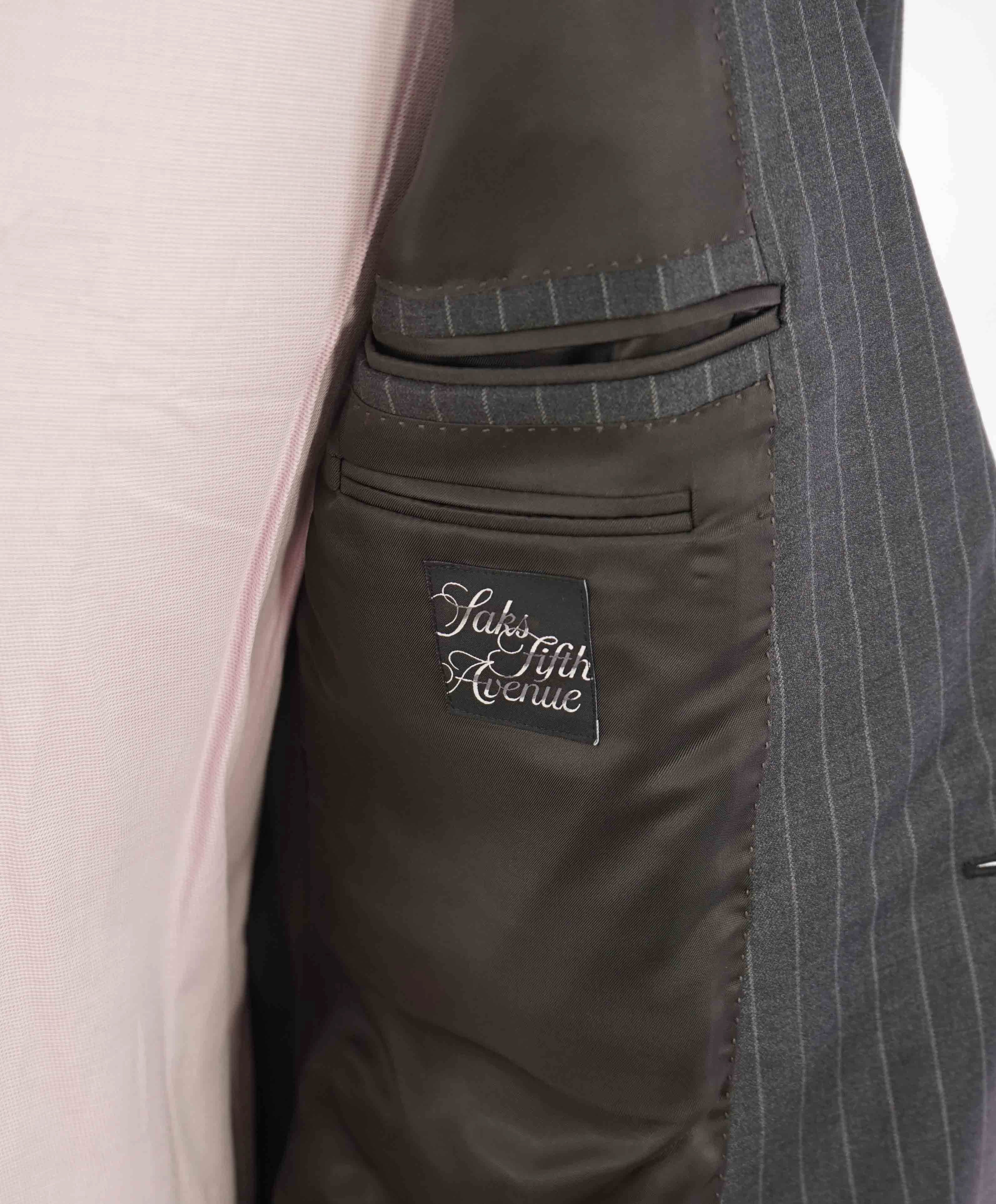 $3,290 ERMENEGILDO ZEGNA- “TORFEO” Gray Wool Stripe Blazer- 46L