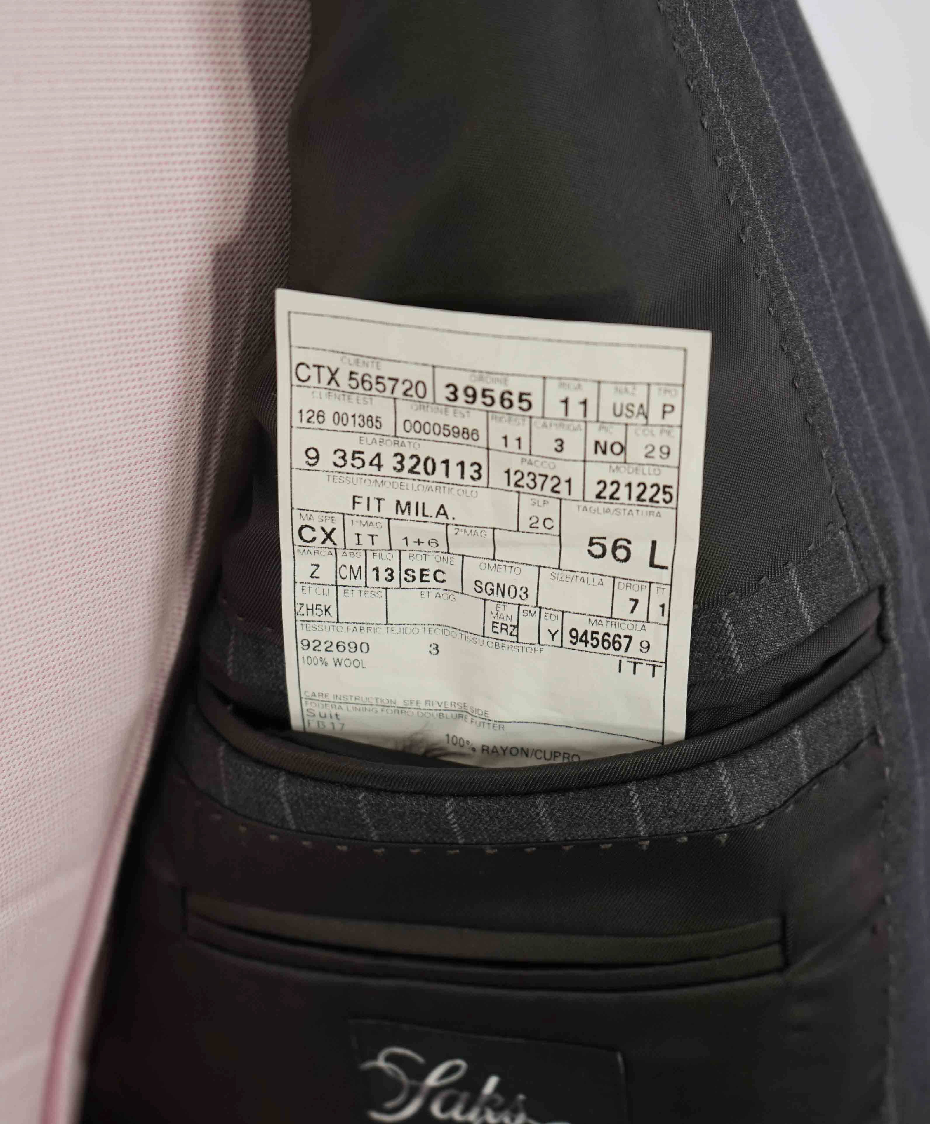 $3,290 ERMENEGILDO ZEGNA- “TORFEO” Gray Wool Stripe Blazer- 46L